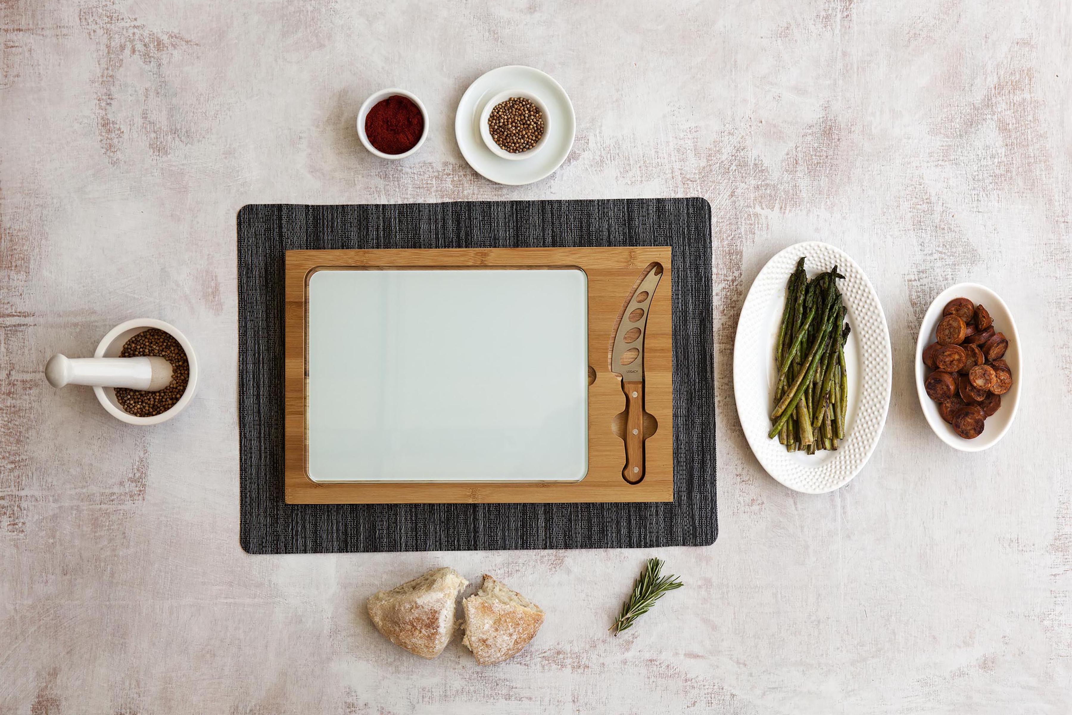 Tampa Bay Rays Baseball Diamond - Icon Glass Top Cutting Board & Knife Set