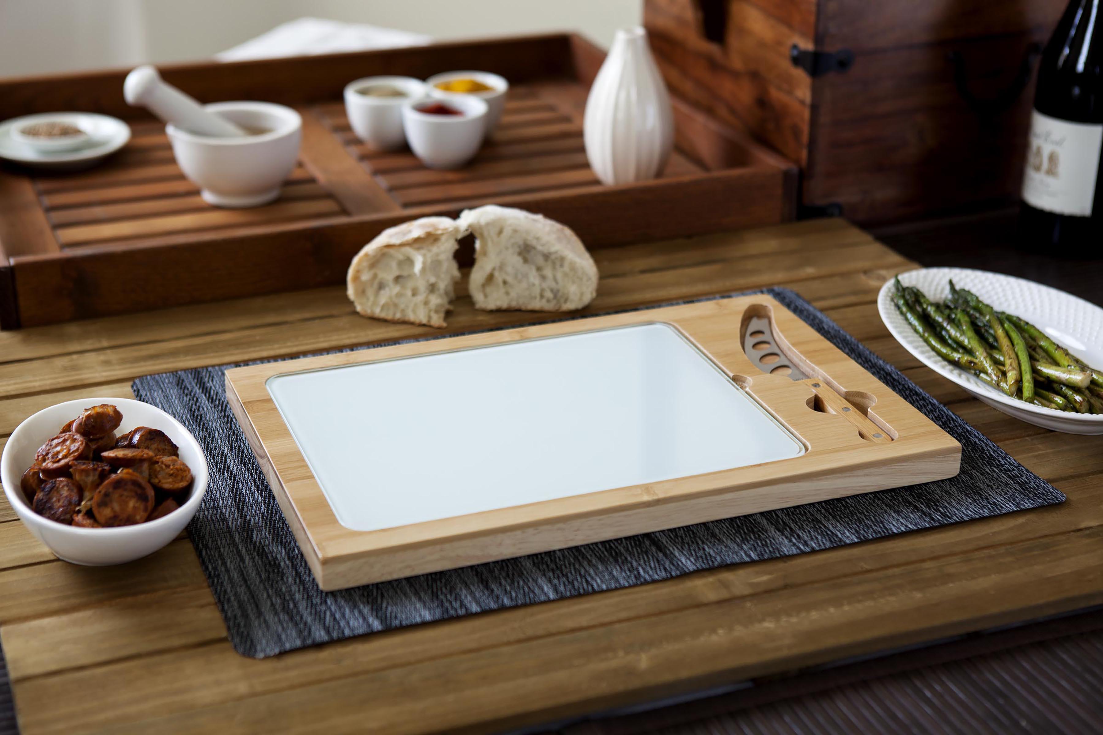 Tampa Bay Rays Baseball Diamond - Icon Glass Top Cutting Board & Knife Set