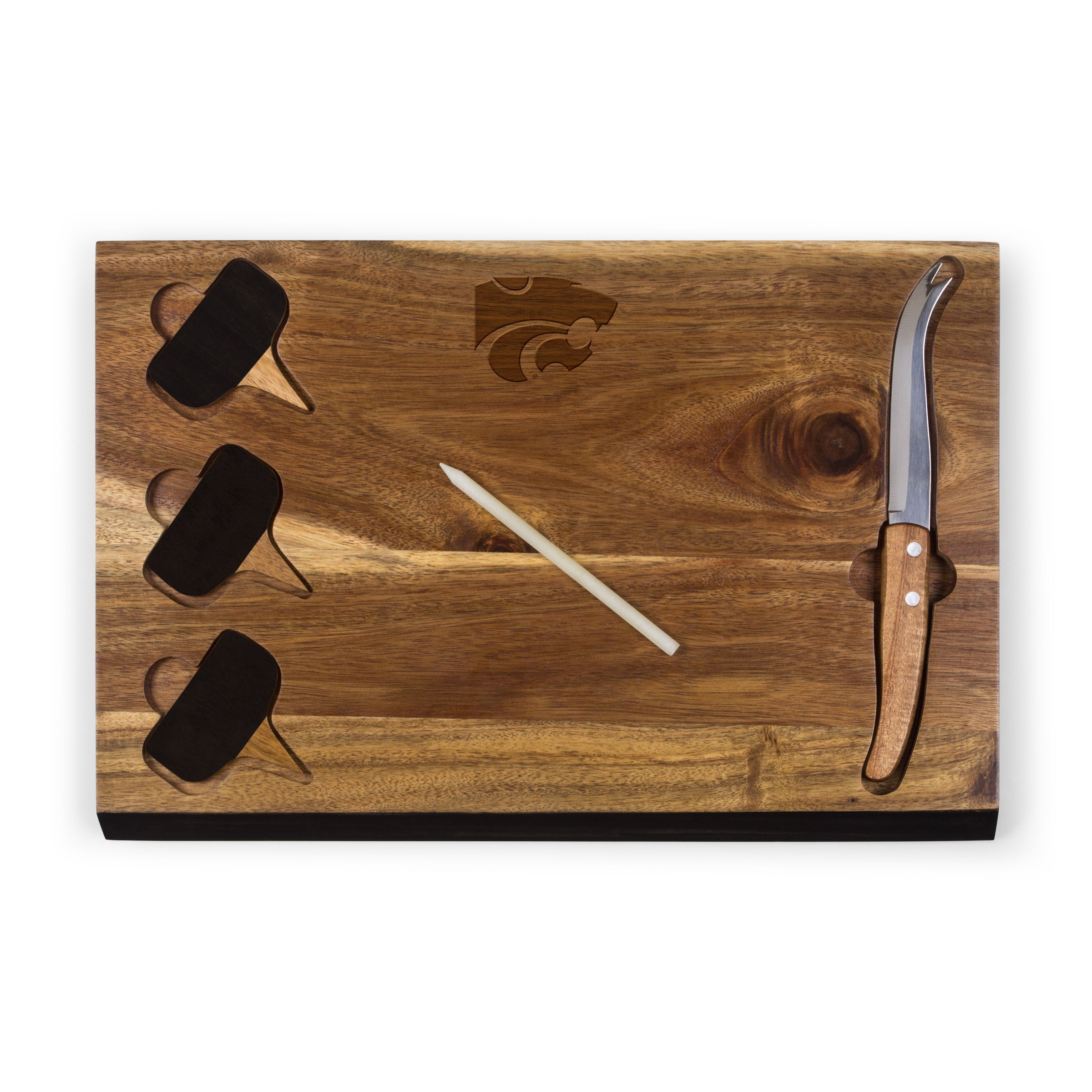 Kansas State Wildcats - Delio Acacia Cheese Cutting Board & Tools Set
