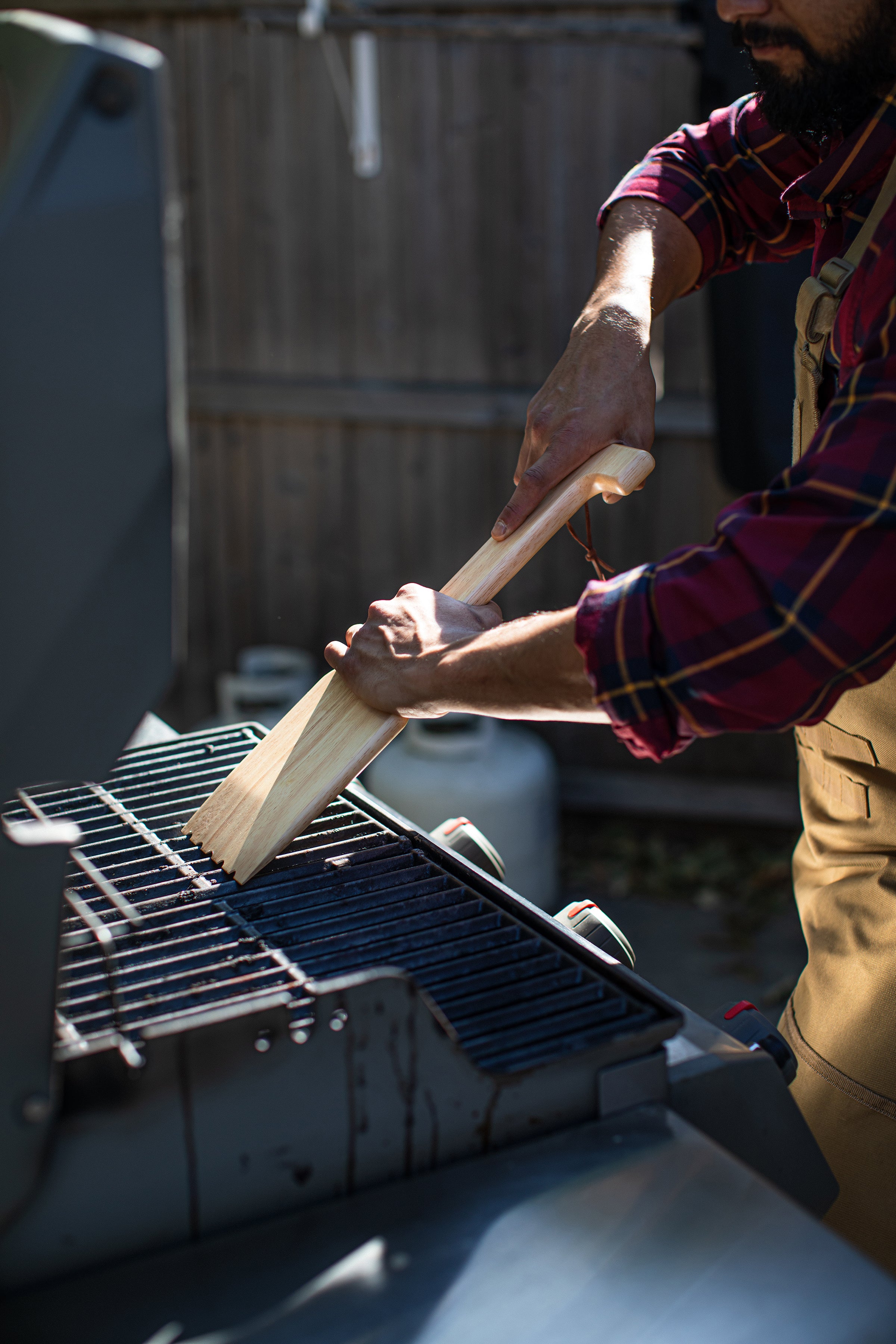 Hardwood BBQ Grill Scraper with Bottle Opener