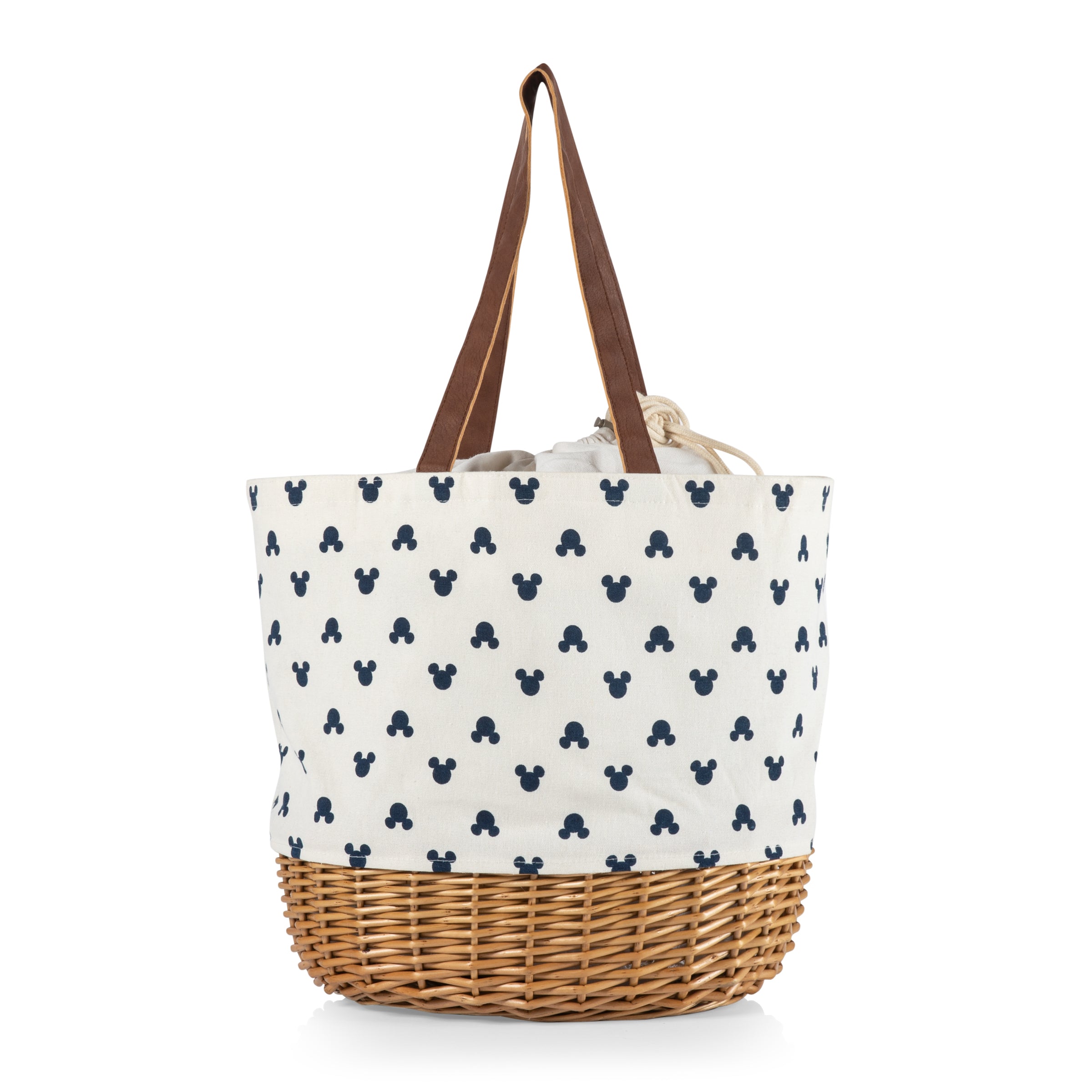 Mickey Mouse Silhouette - Coronado Canvas and Willow Basket Tote