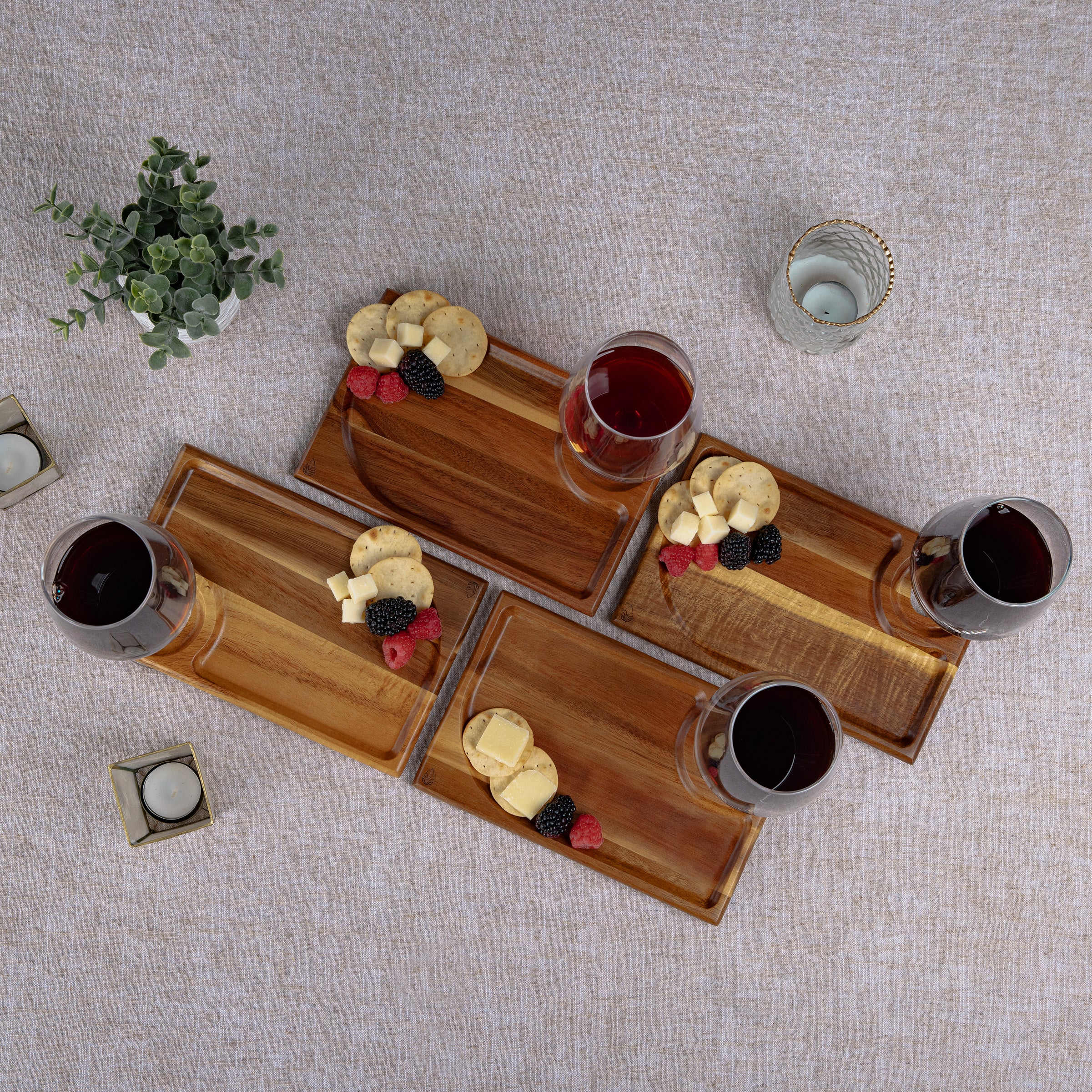Rectangle Wine Appetizer Plate Set of 4