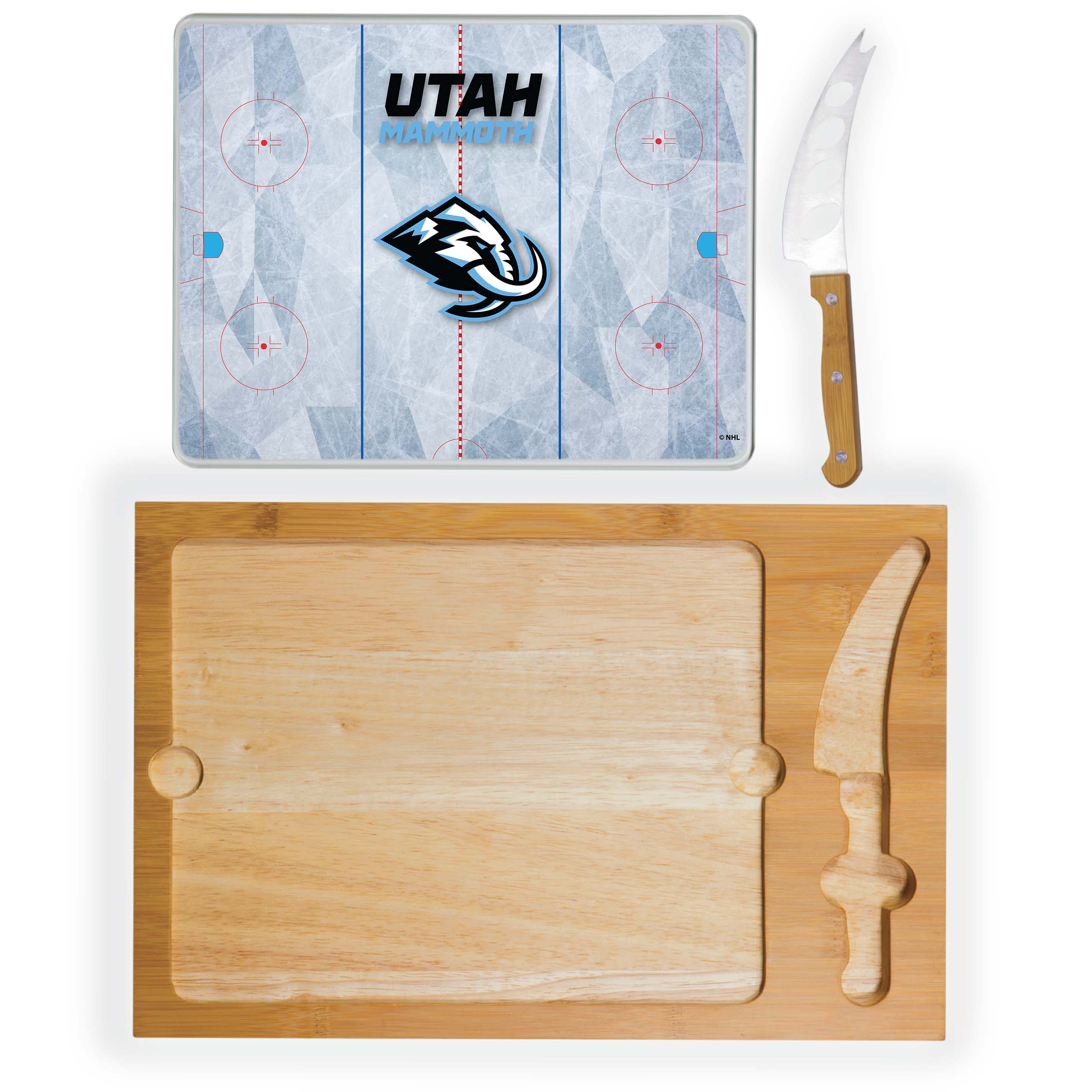 Utah Mammoth - Icon Glass Top Cutting Board & Knife Set