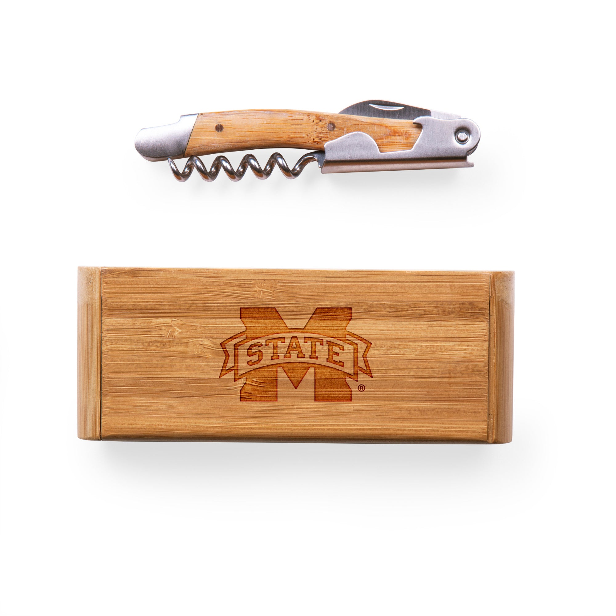 Mississippi State Bulldogs - Elan Deluxe Corkscrew In Bamboo Box
