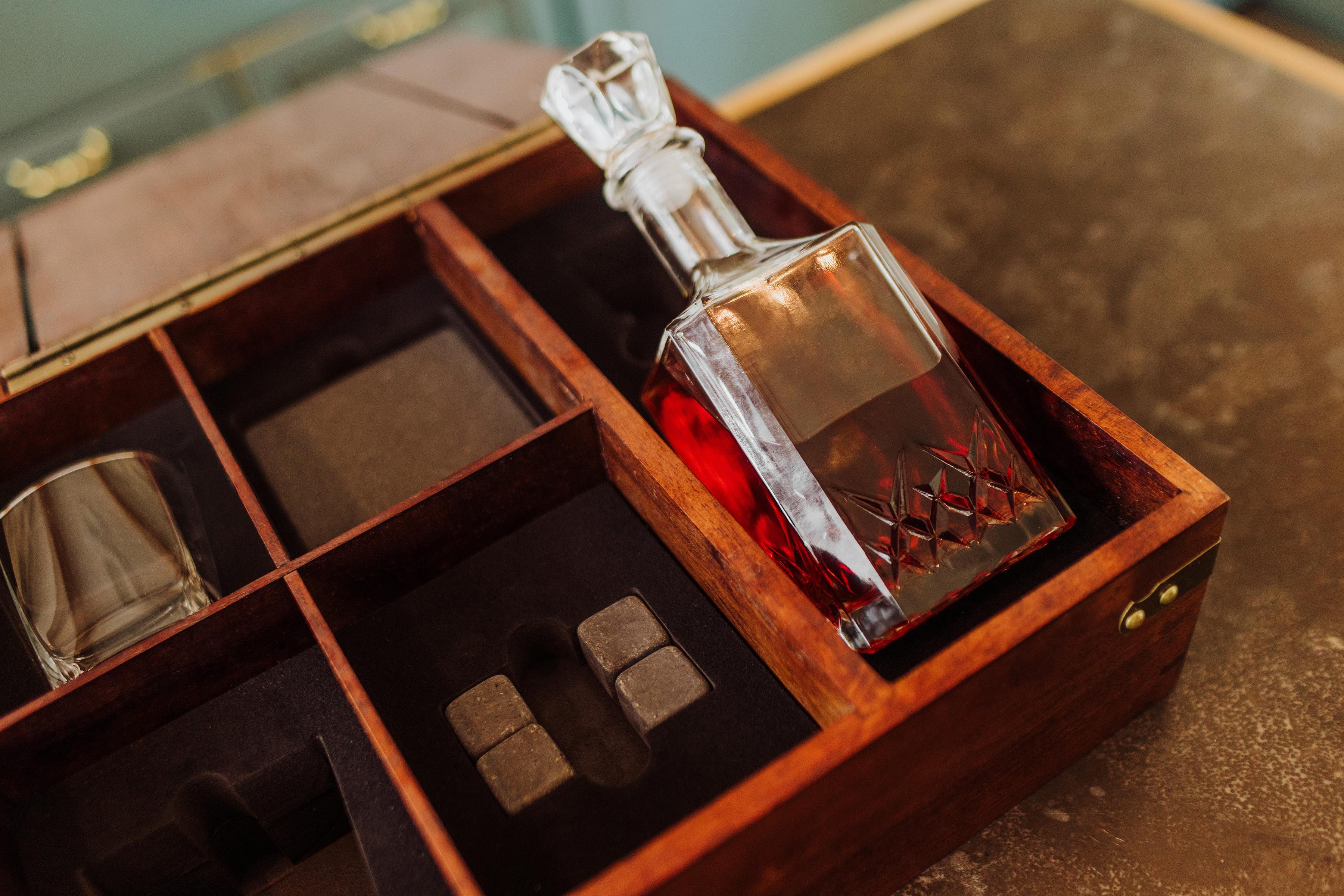 Whiskey Box Gift Set with Decanter