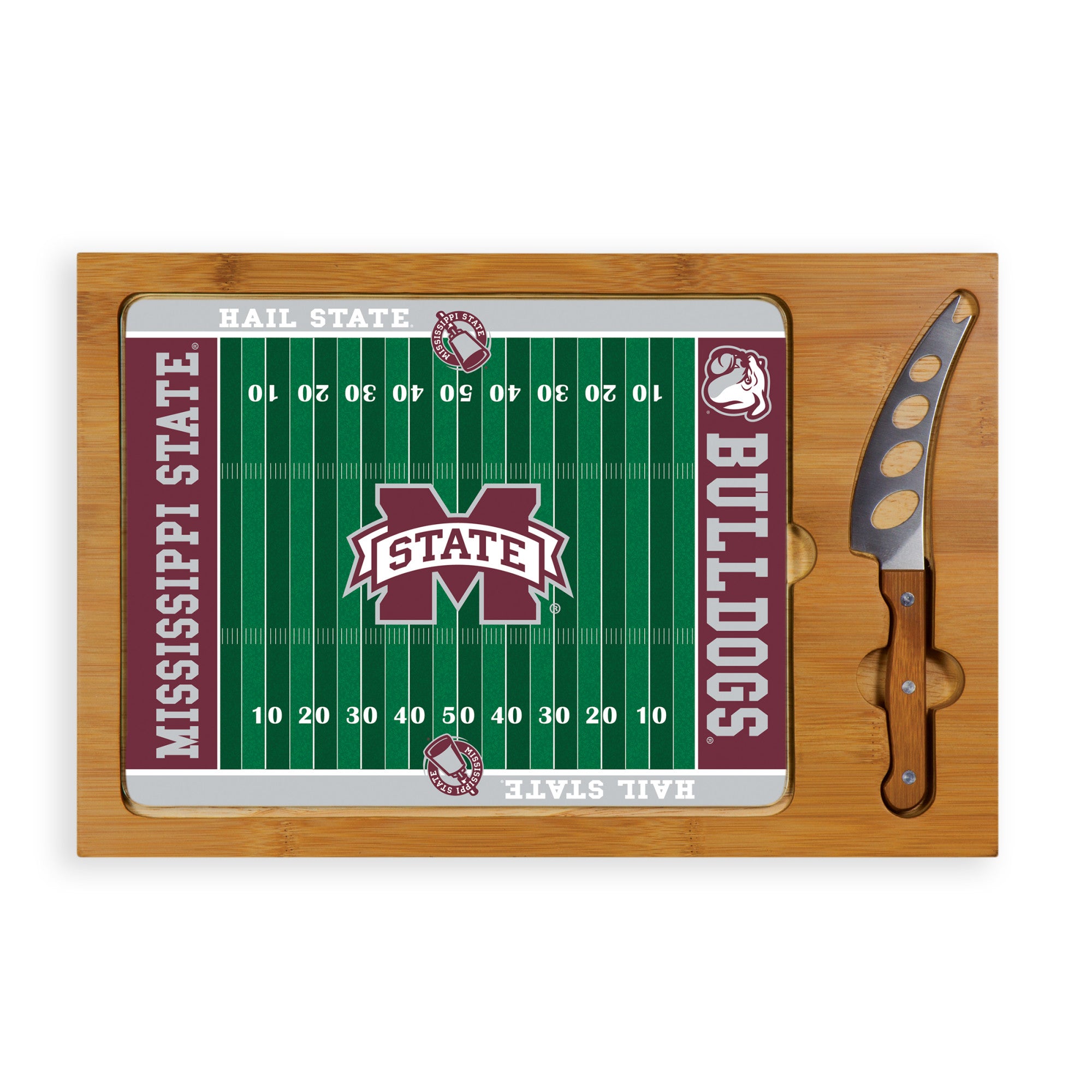 Mississippi State Bulldogs - Icon Glass Top Cutting Board & Knife Set