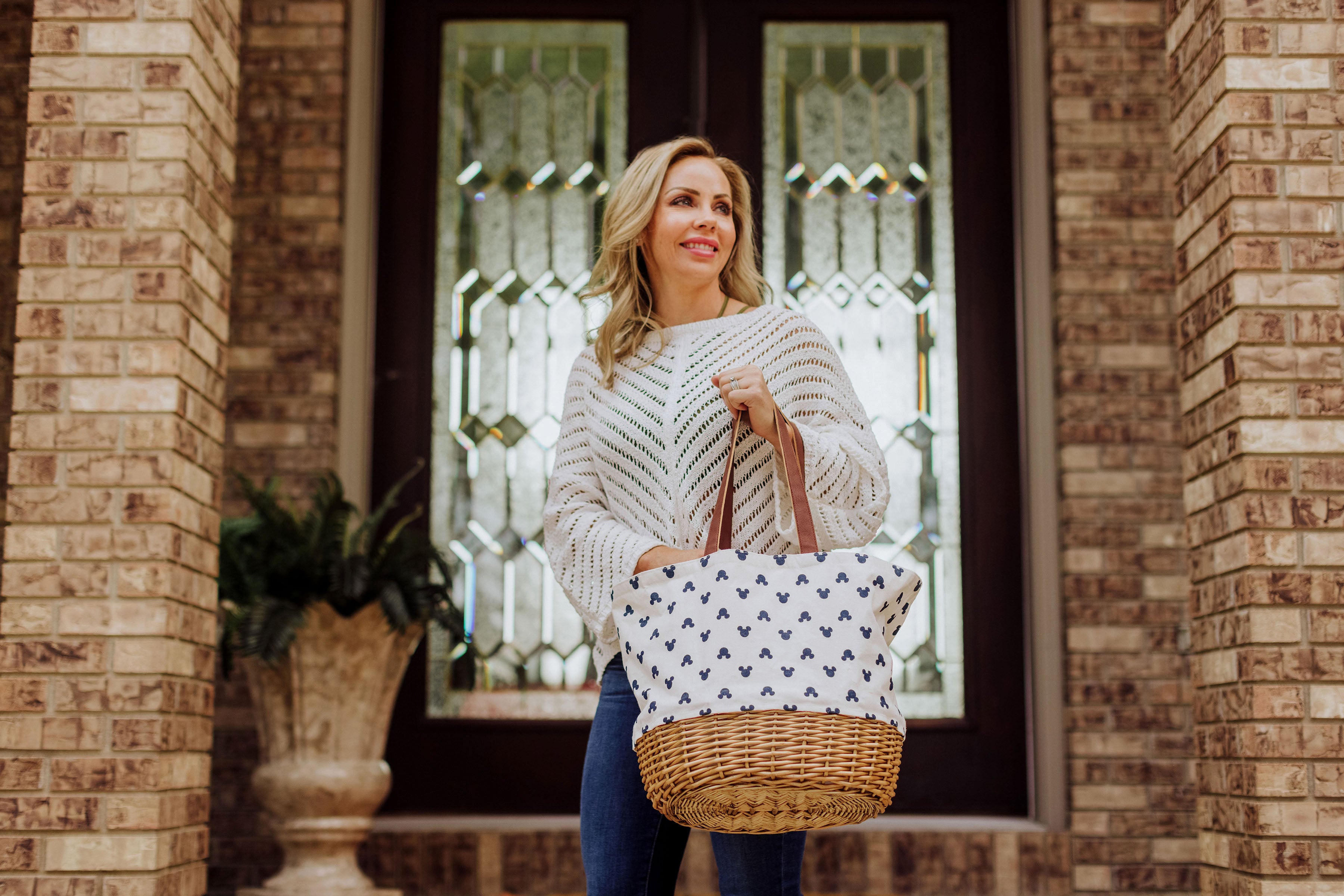 Mickey Mouse Silhouette - Coronado Canvas and Willow Basket Tote