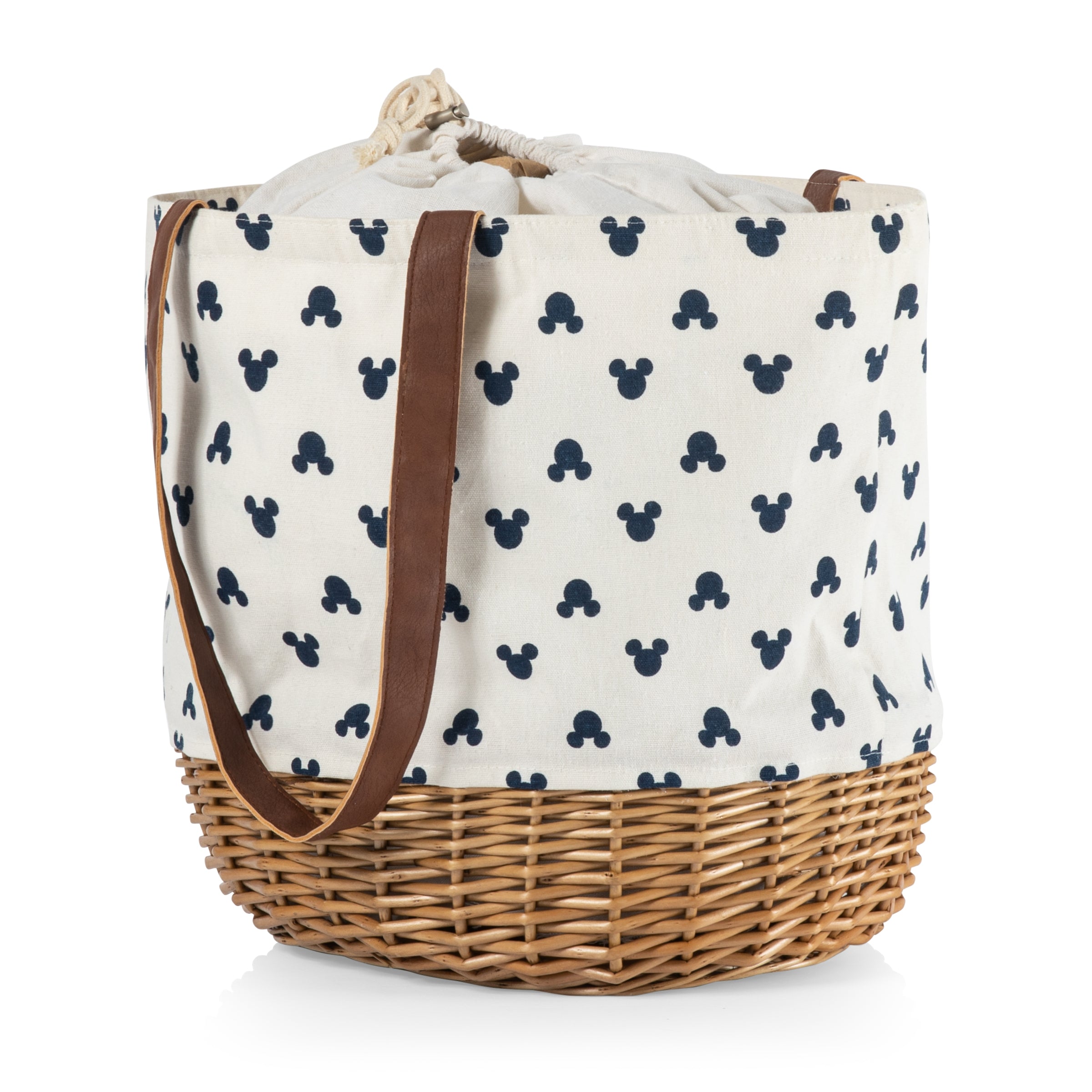 Mickey Mouse Silhouette - Coronado Canvas and Willow Basket Tote