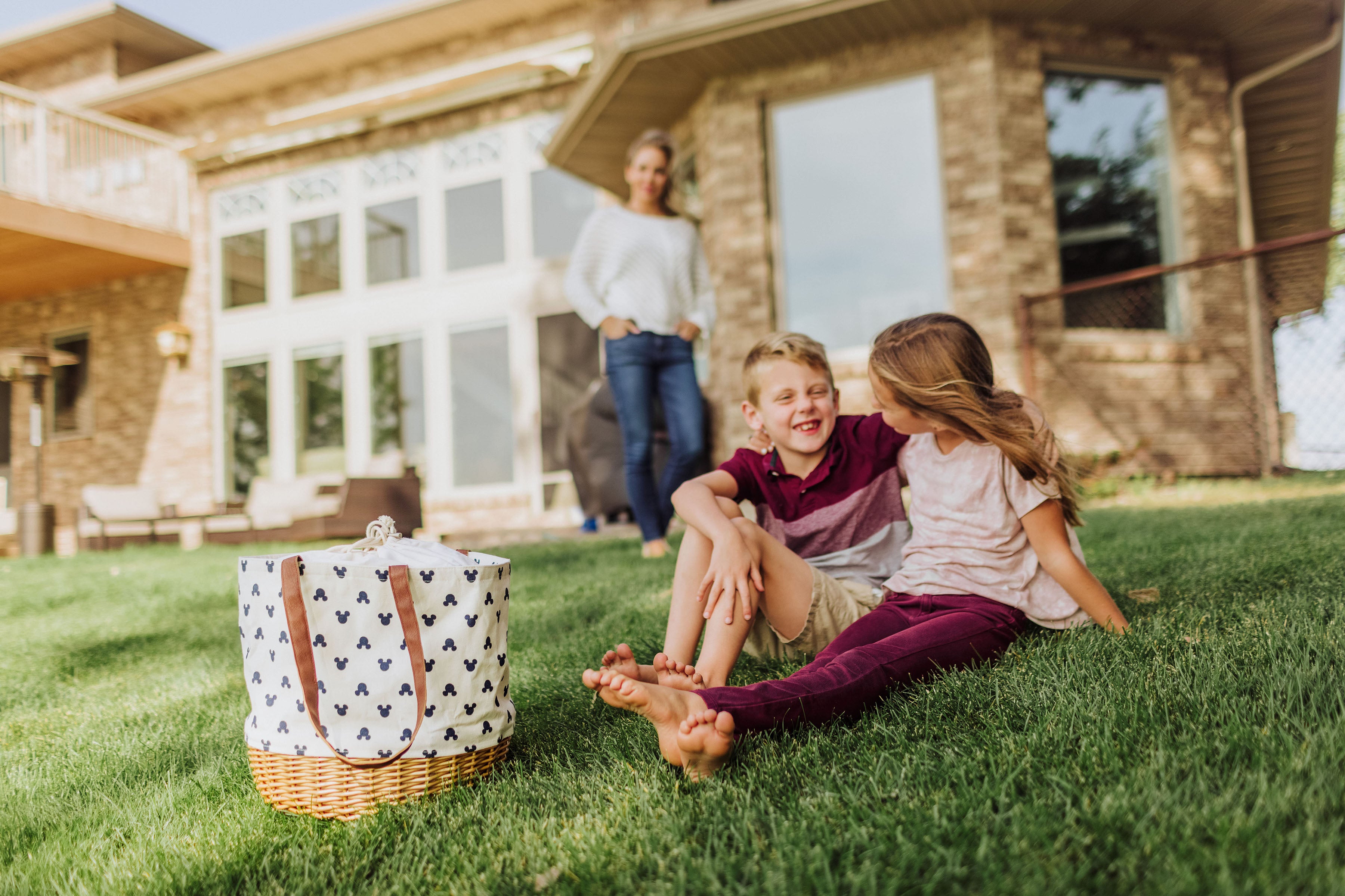 Mickey Mouse Silhouette - Coronado Canvas and Willow Basket Tote