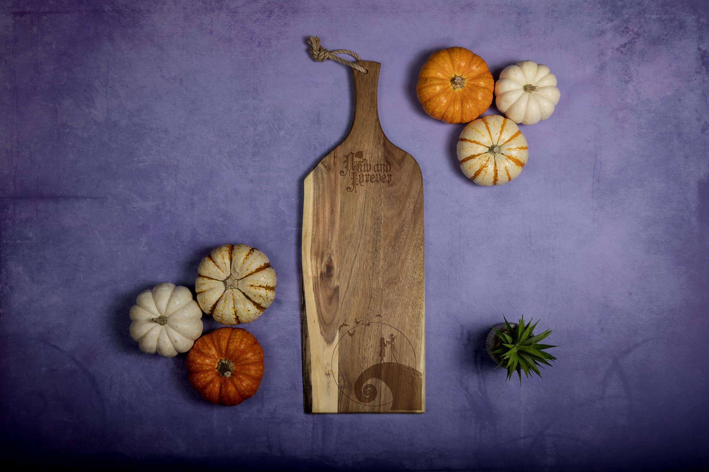 Nightmare Before Christmas Jack & Sally - Artisan 24" Acacia Charcuterie Board