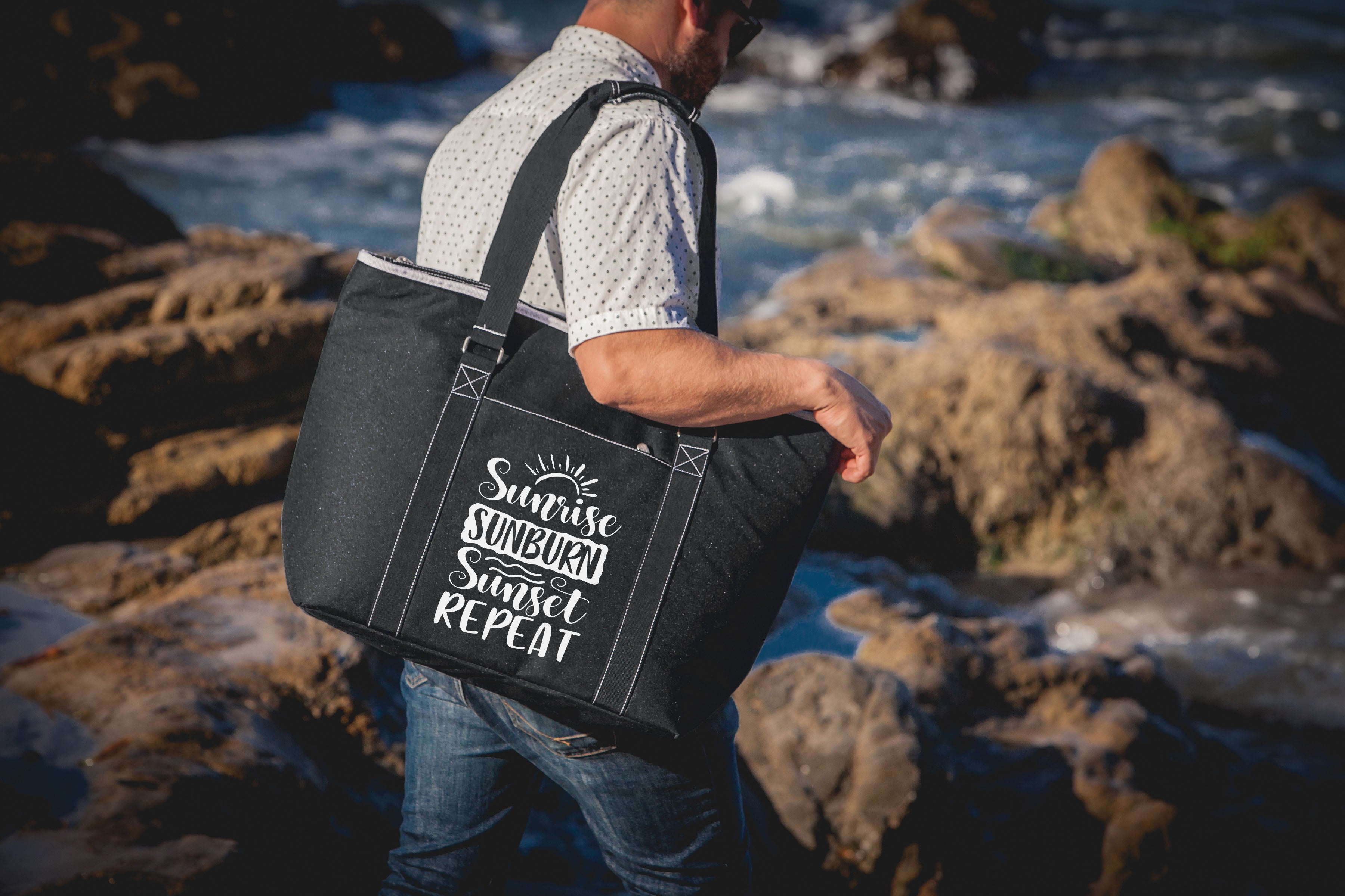 Beach Sayings Sunrise Sunburn Sunset Repeat - Tahoe XL Cooler Tote Bag