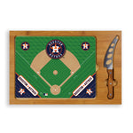 Houston Astros Baseball Diamond - Icon Glass Top Cutting Board & Knife Set