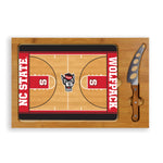 NC State Wolfpack Basketball Court - Icon Glass Top Cutting Board & Knife Set