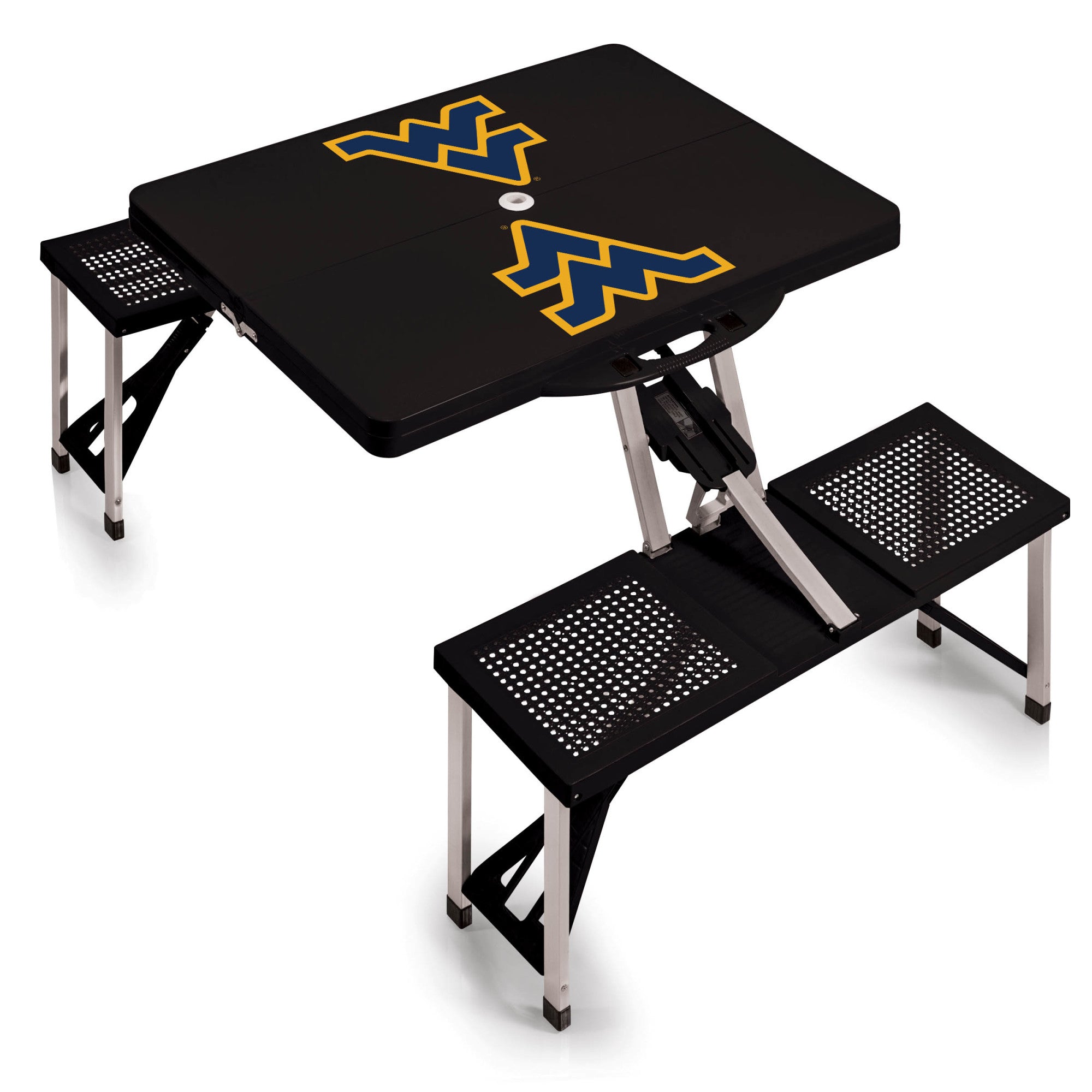 West Virginia Mountaineers - Picnic Table Portable Folding Table with Seats