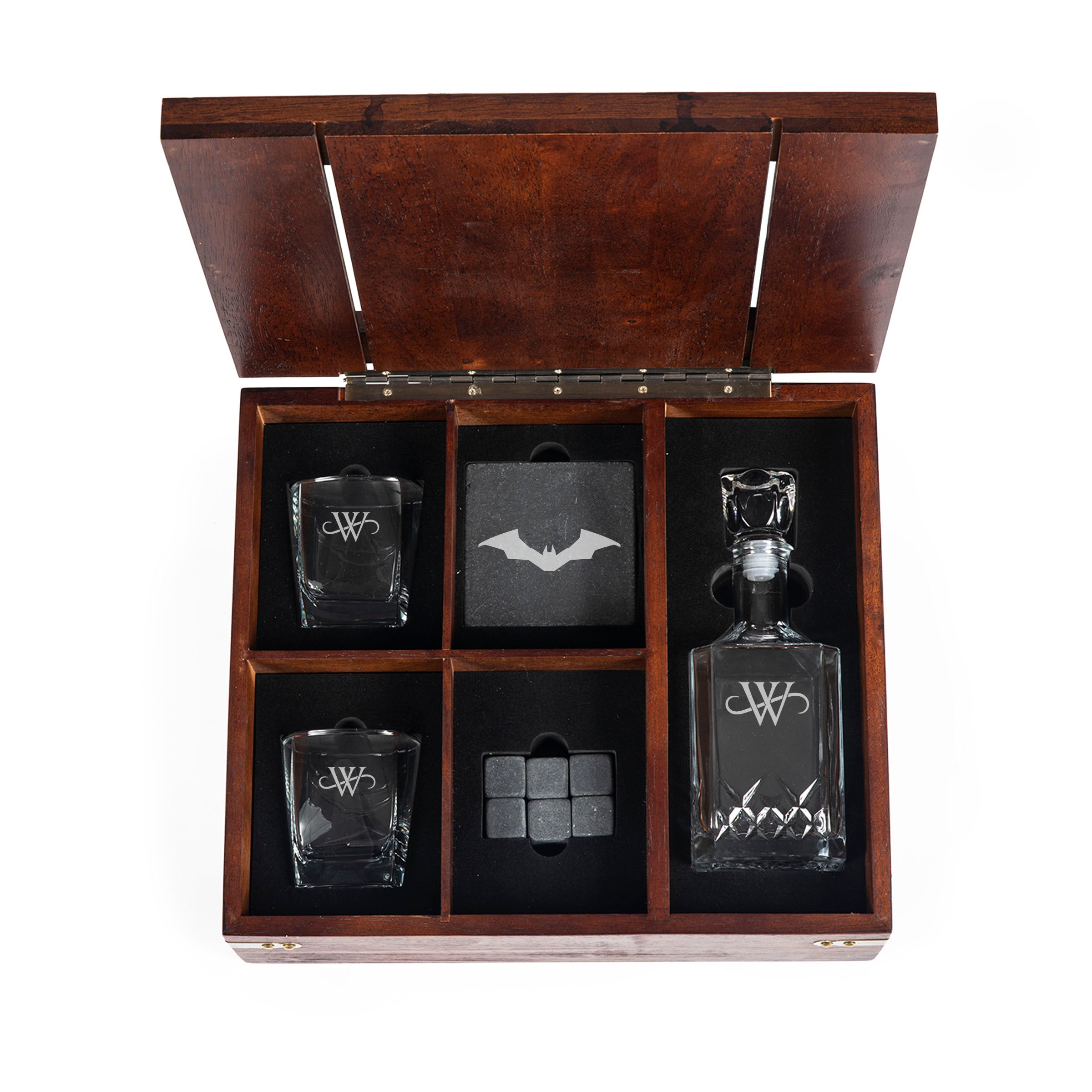 THE BATMAN Wayne Monogram Beverage Glass Gift Set with Decanter