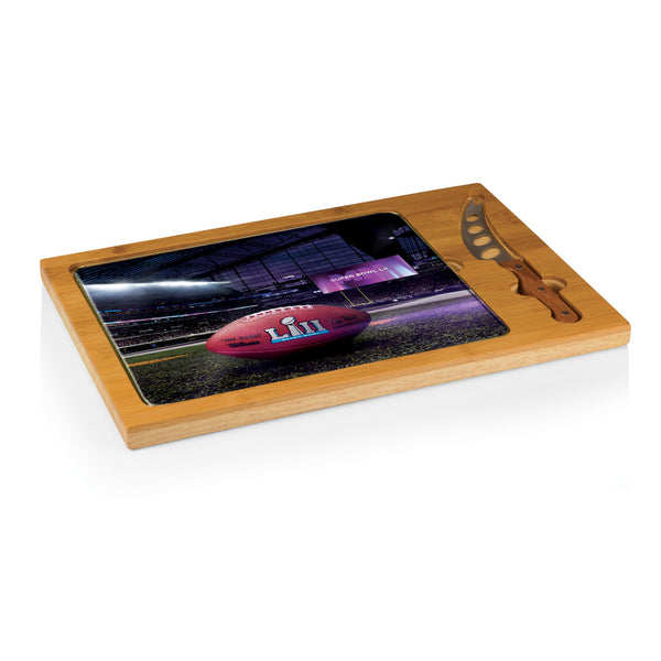 Super Bowl 52 Football Field - Icon Glass Top Cutting Board & Knife Set