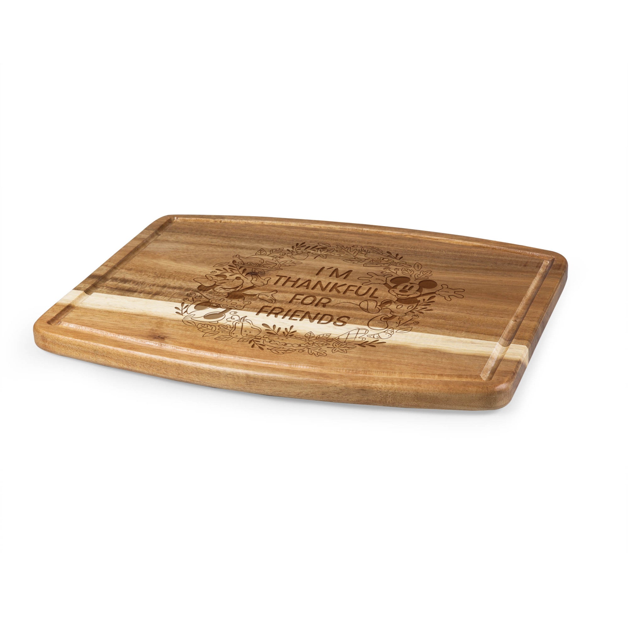 Mickey & Minnie Mouse Thanksgiving - Ovale Acacia Cutting Board