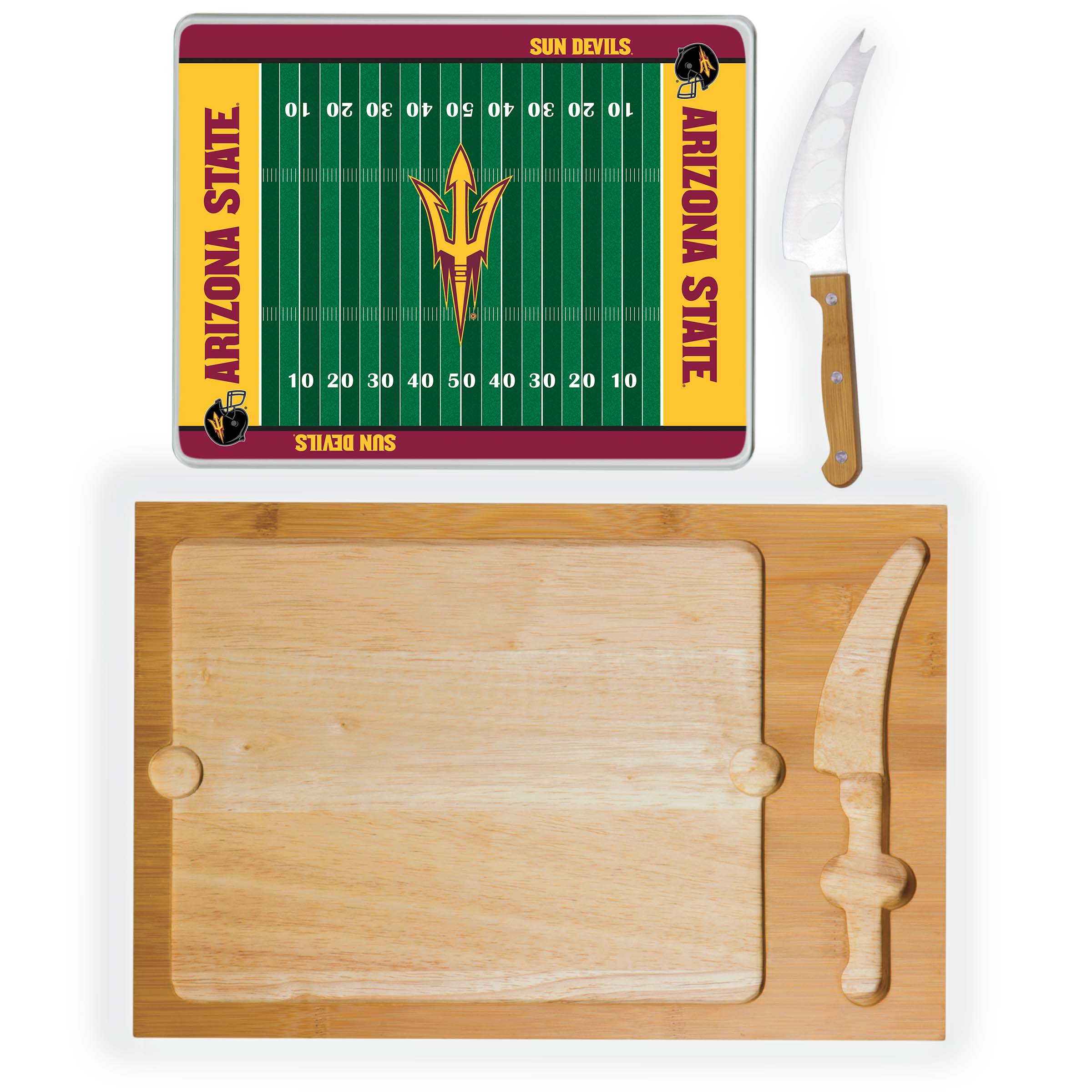 Arizona State Sun Devils - Icon Glass Top Cutting Board & Knife Set