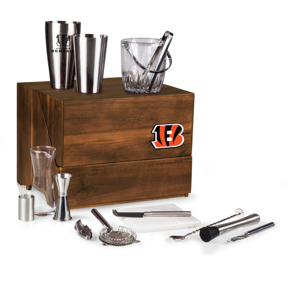 Cincinnati Bengals - Madison Acacia Tabletop Bar Set