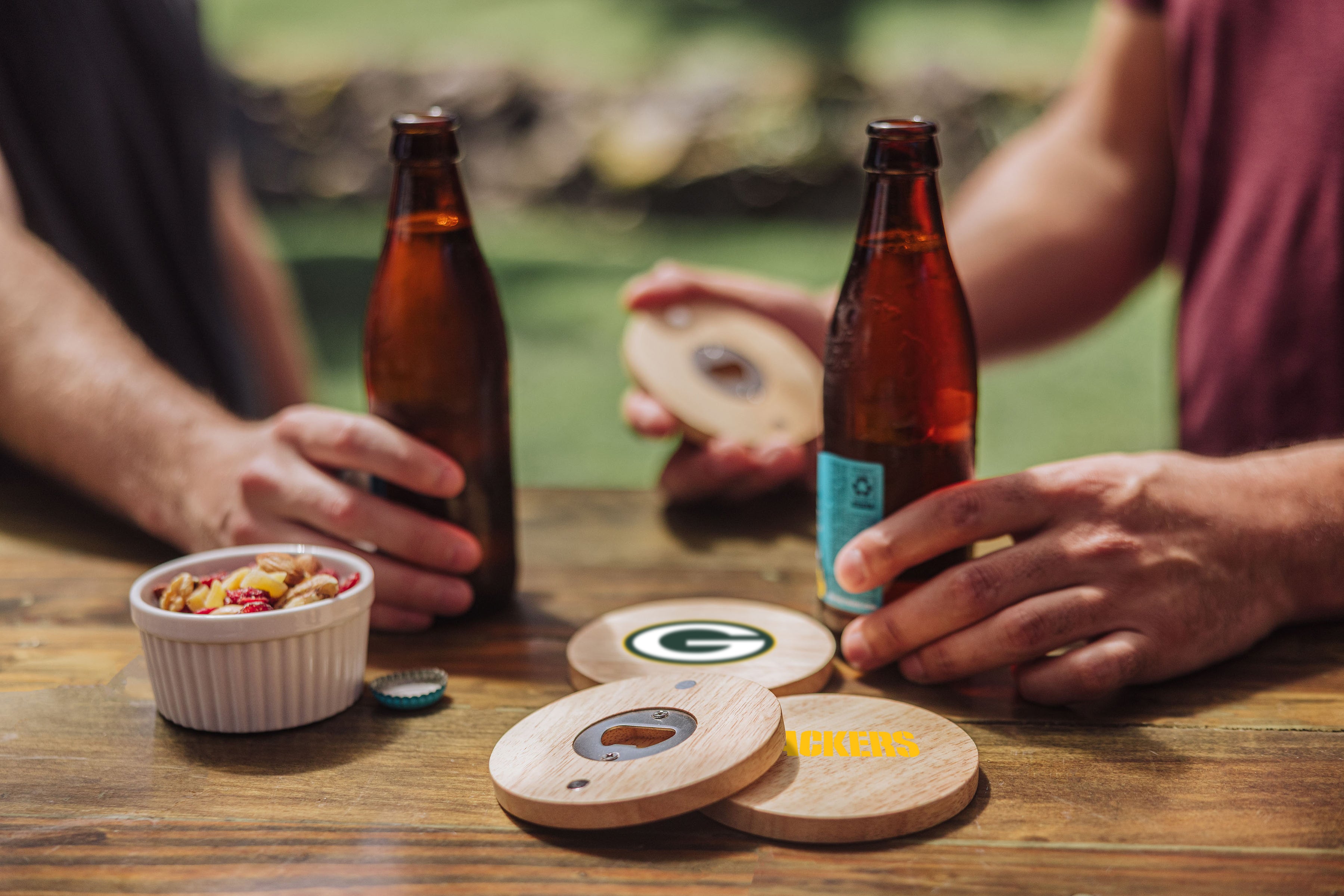 Green Bay Packers - Coasters with Bottle Openers Set of 4