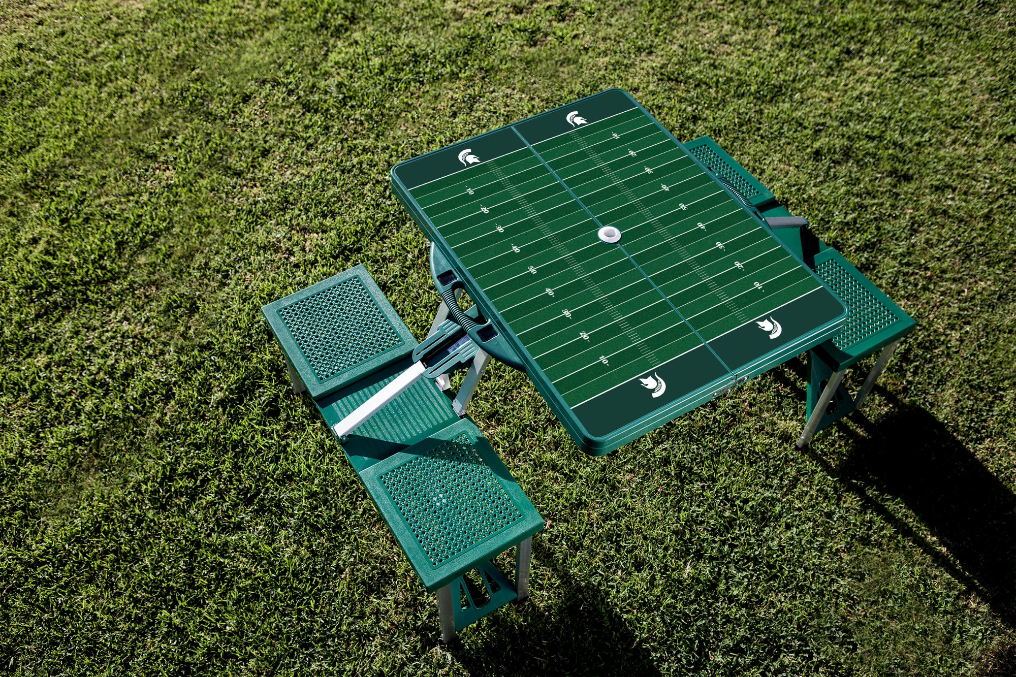 Michigan State Spartans Football Field - Picnic Table Portable Folding Table with Seats