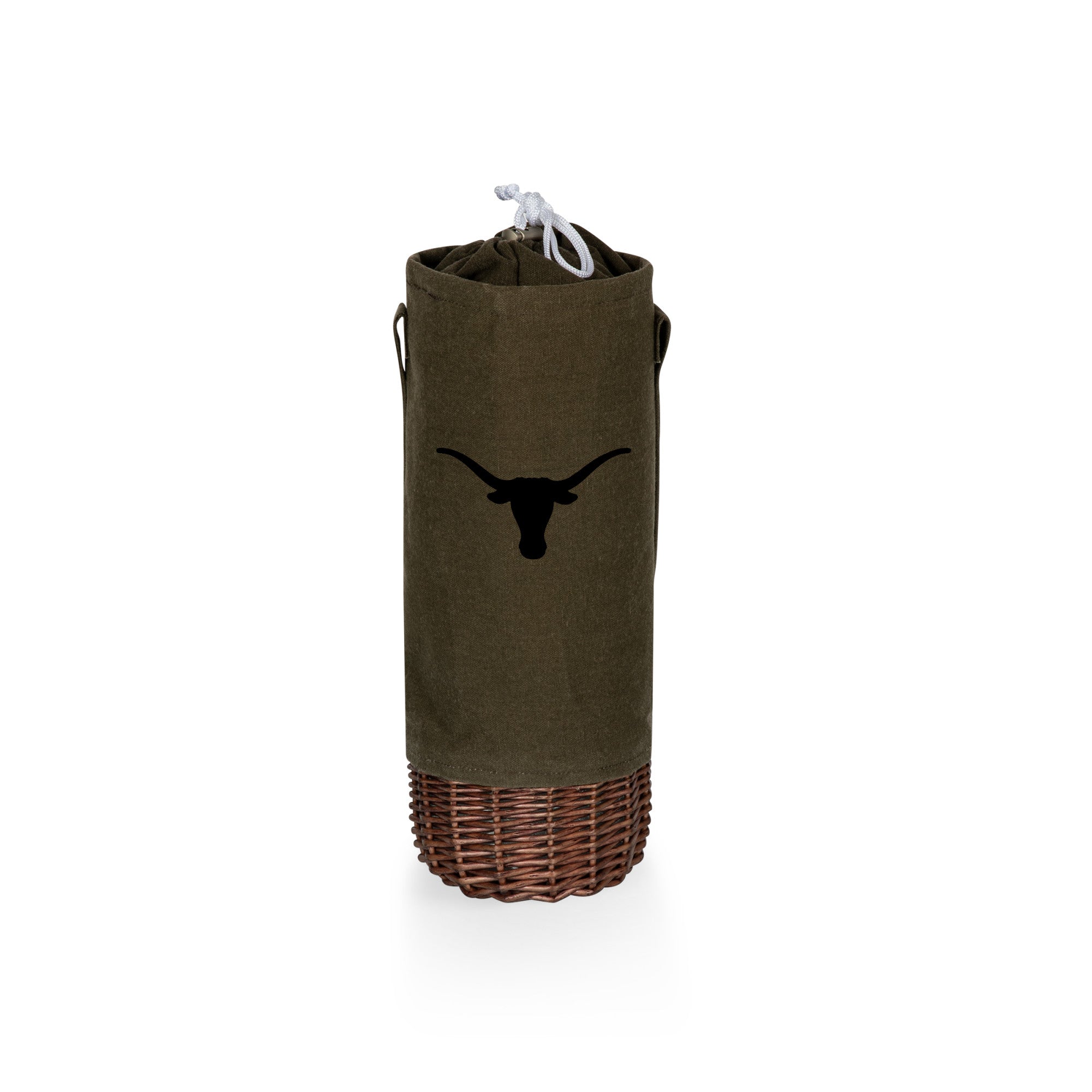 Texas Longhorns - Malbec Insulated Canvas and Willow Wine Bottle Basket