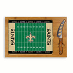 New Orleans Saints Football Field - Icon Glass Top Cutting Board & Knife Set