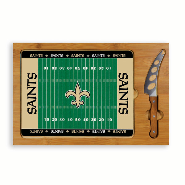 New Orleans Saints Football Field - Icon Glass Top Cutting Board & Knife Set