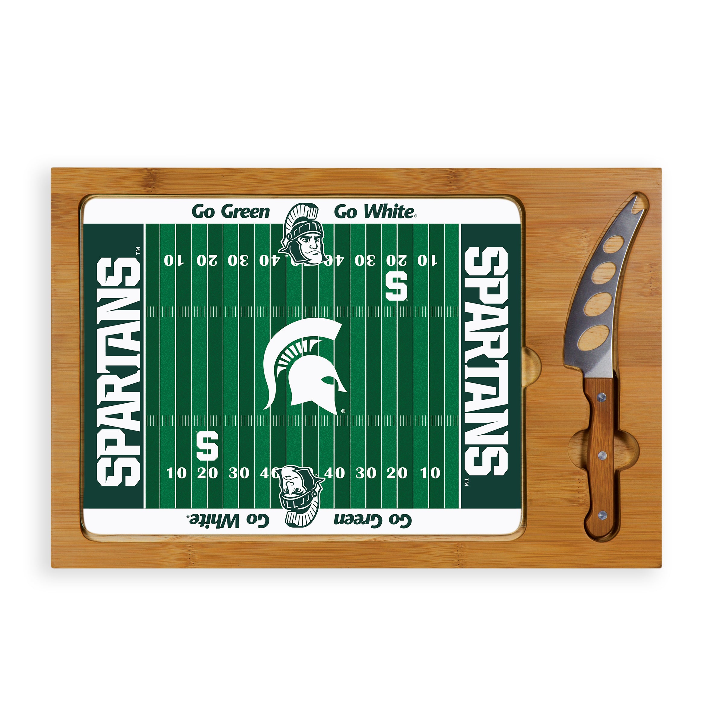 Michigan State Spartans - Icon Glass Top Cutting Board & Knife Set