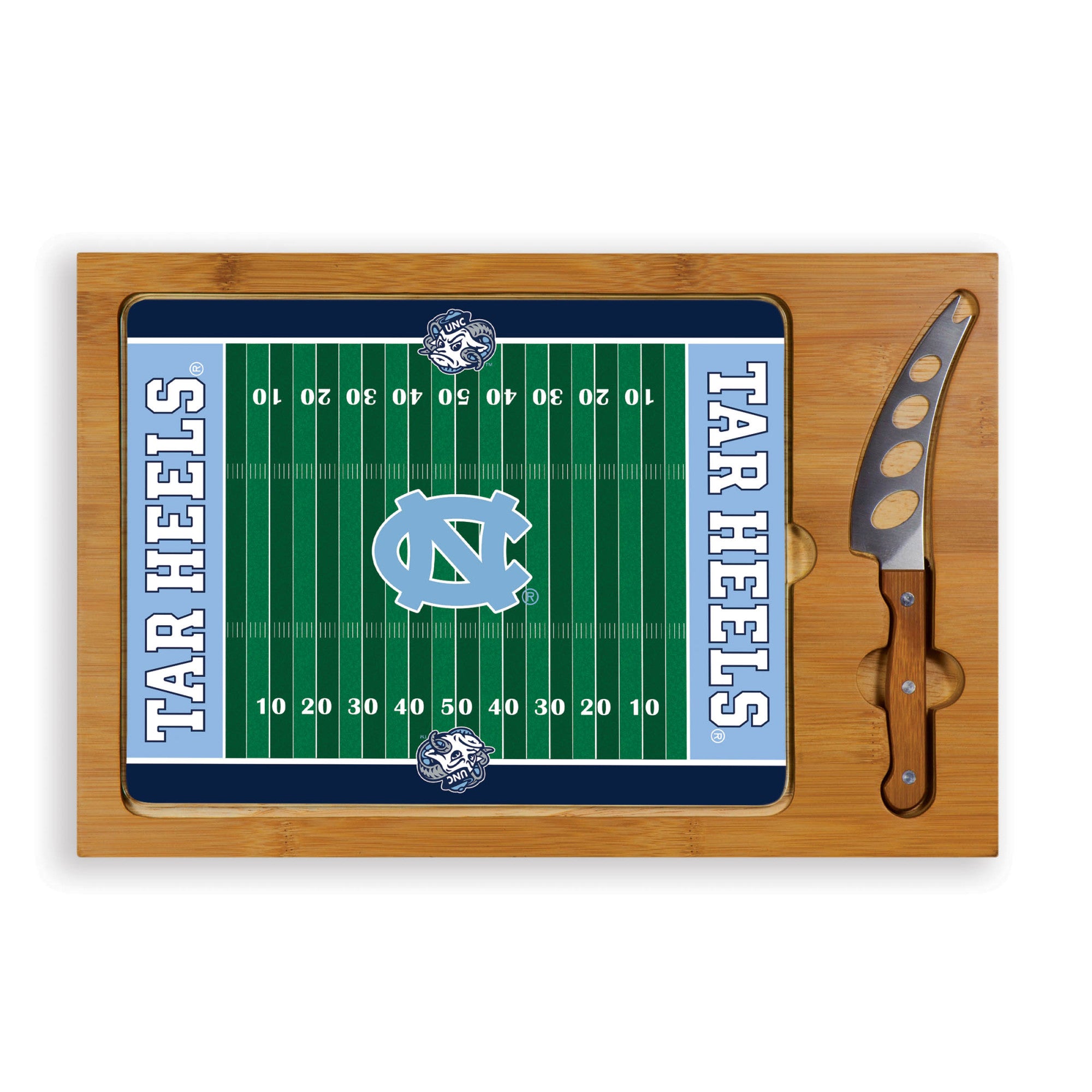 North Carolina Tar Heels - Icon Glass Top Cutting Board & Knife Set