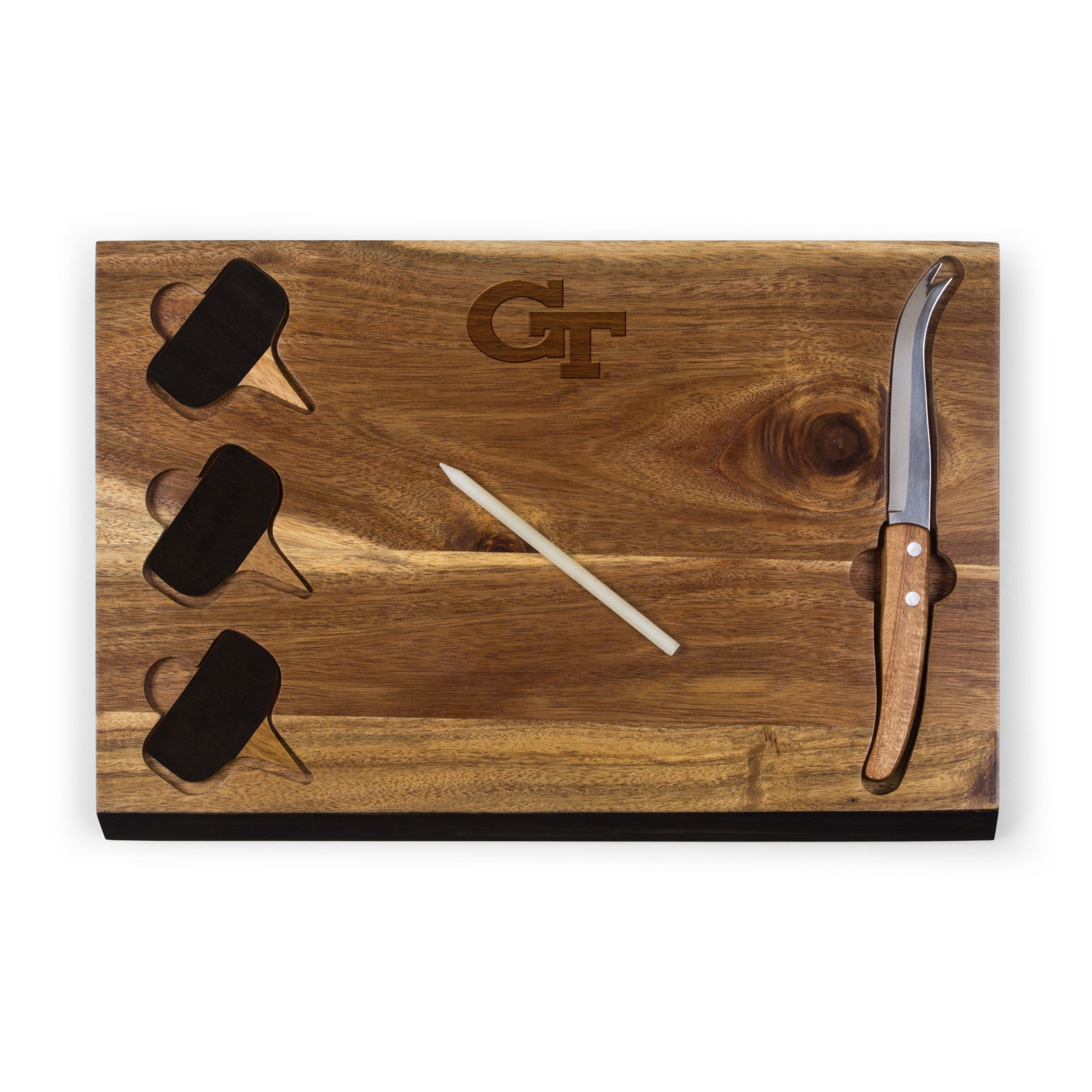 Georgia Tech Yellow Jackets - Delio Acacia Cheese Cutting Board & Tools Set