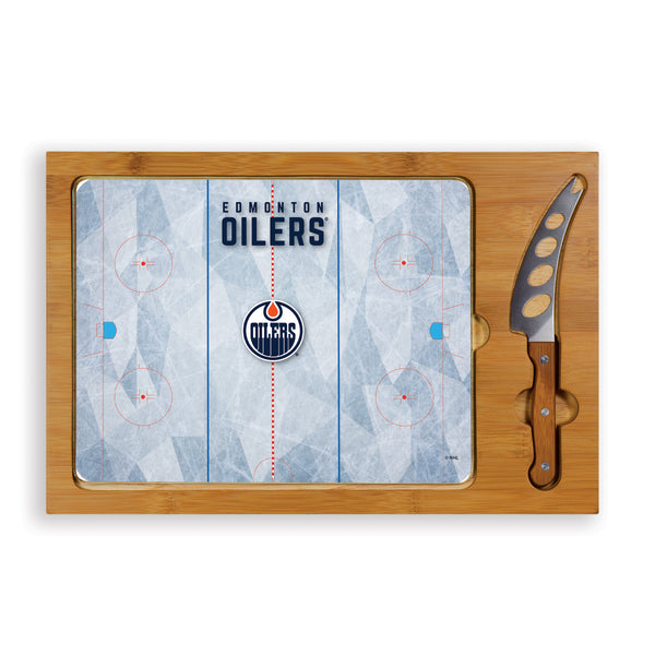 Edmonton Oilers Hockey Rink - Icon Glass Top Cutting Board & Knife Set