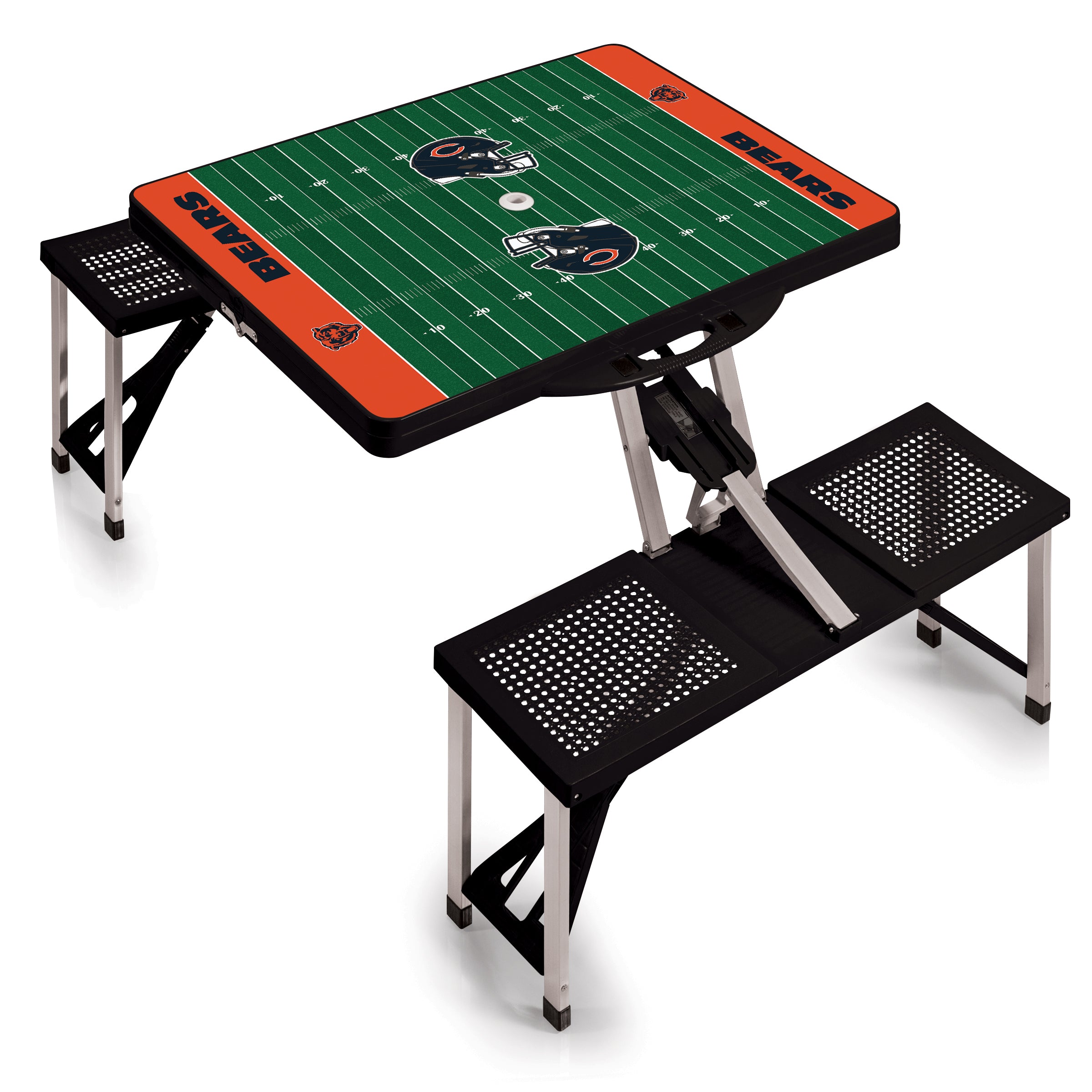Chicago Bears Football Field - Picnic Table Portable Folding Table with Seats
