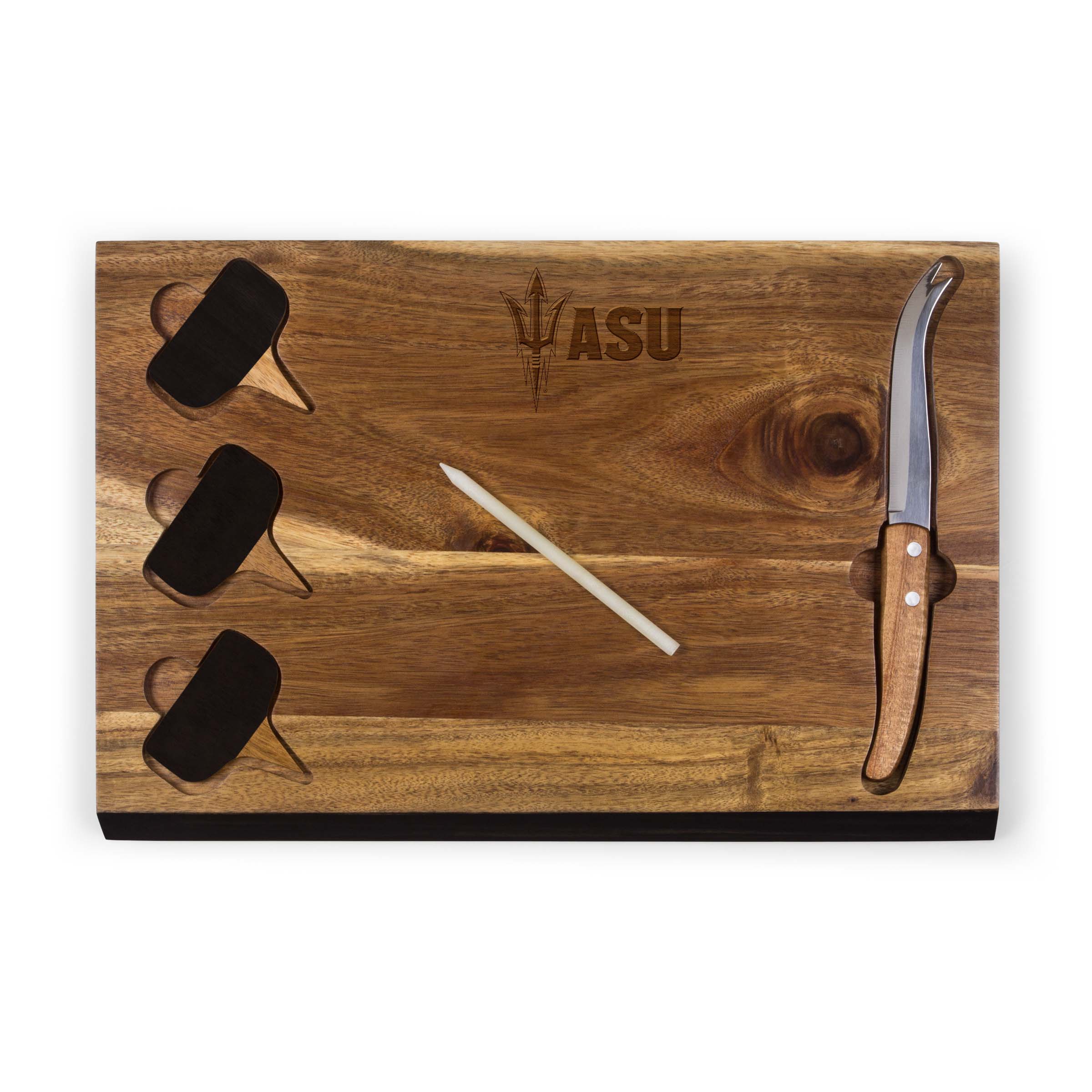 Arizona State Sun Devils - Delio Acacia Cheese Cutting Board & Tools Set