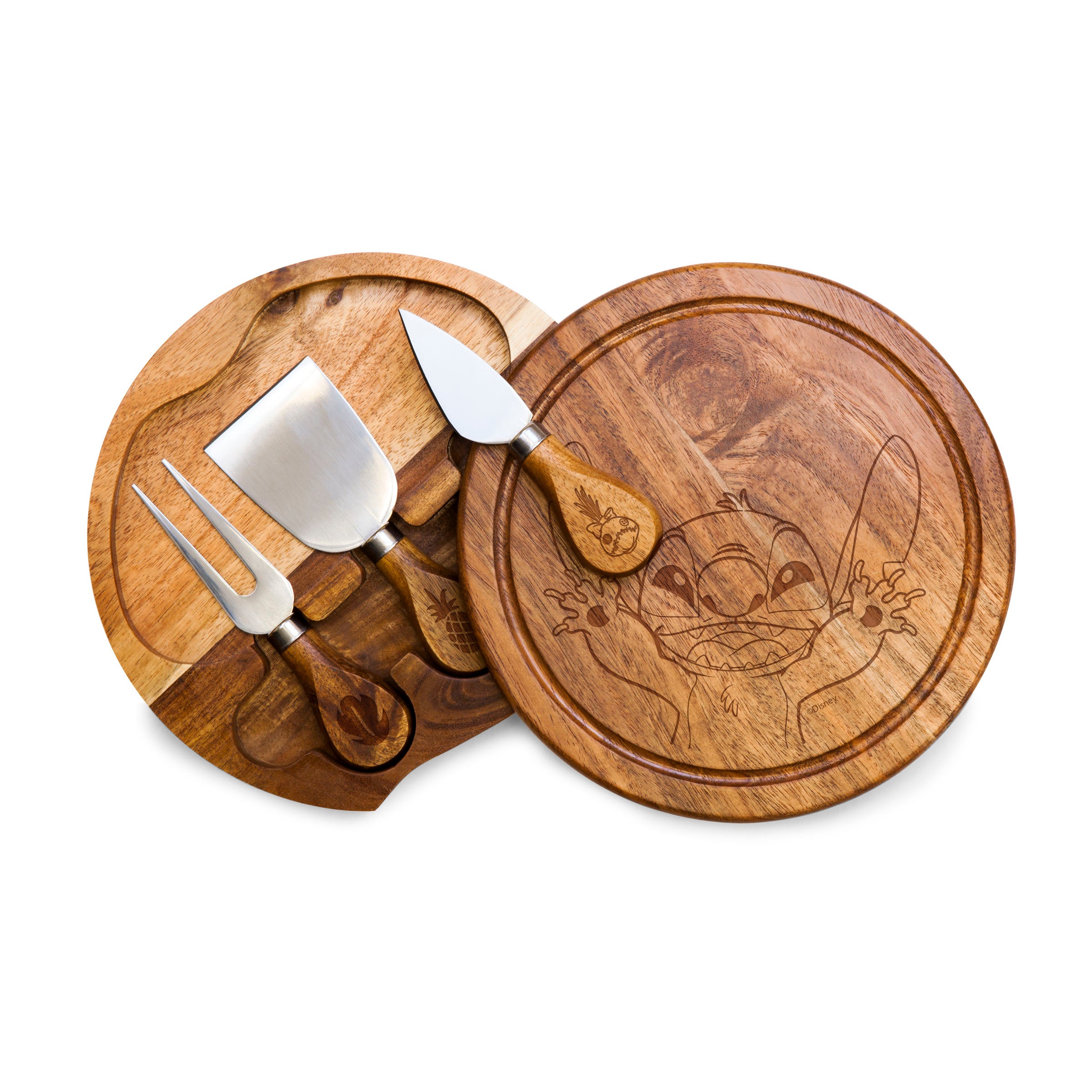 Lilo & Stitch Hands Raised - Acacia Brie Cheese Cutting Board & Tools Set