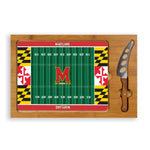 Maryland Terrapins Football Field - Icon Glass Top Cutting Board & Knife Set