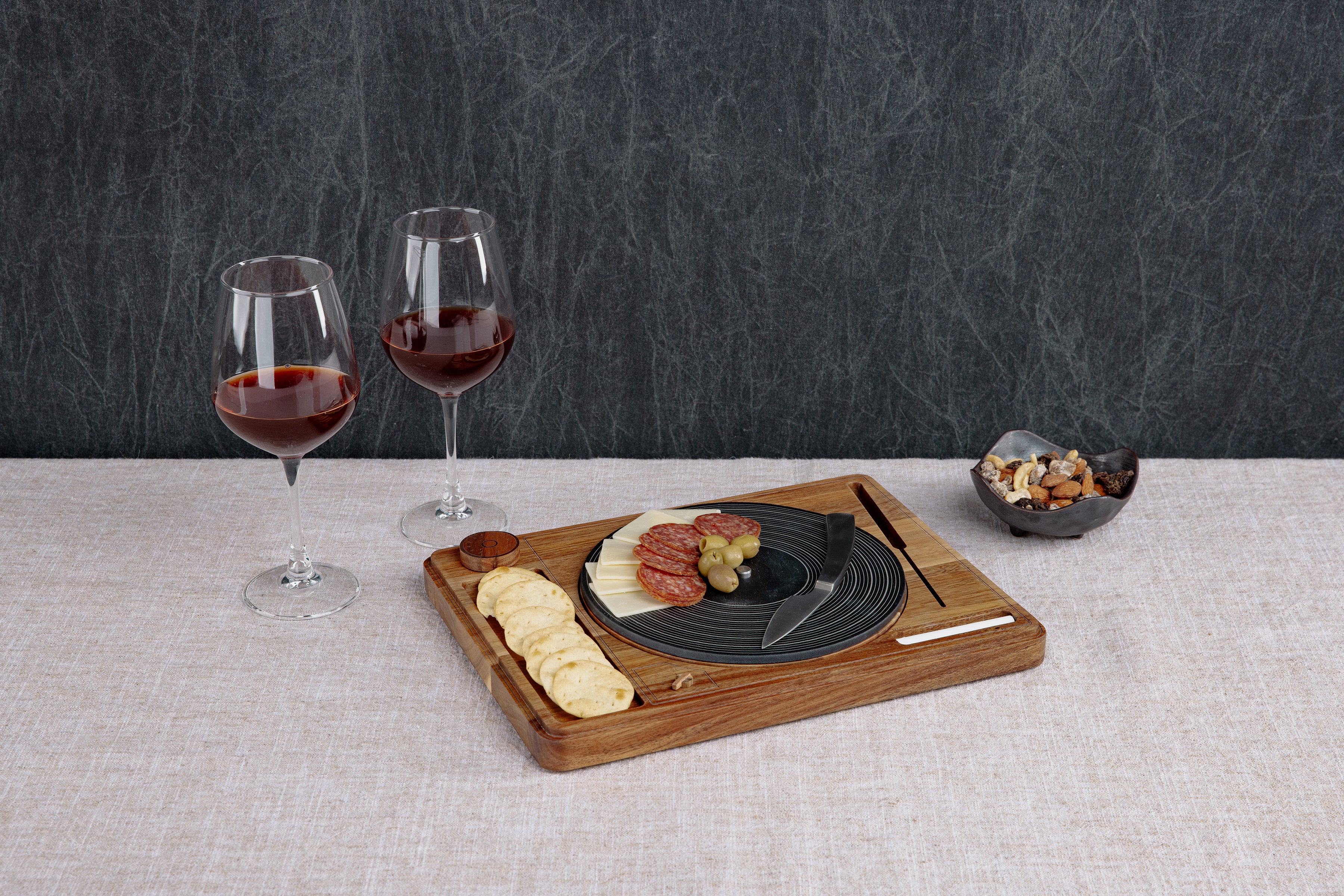 Turntable Acacia and Slate Cheese Board with Knife