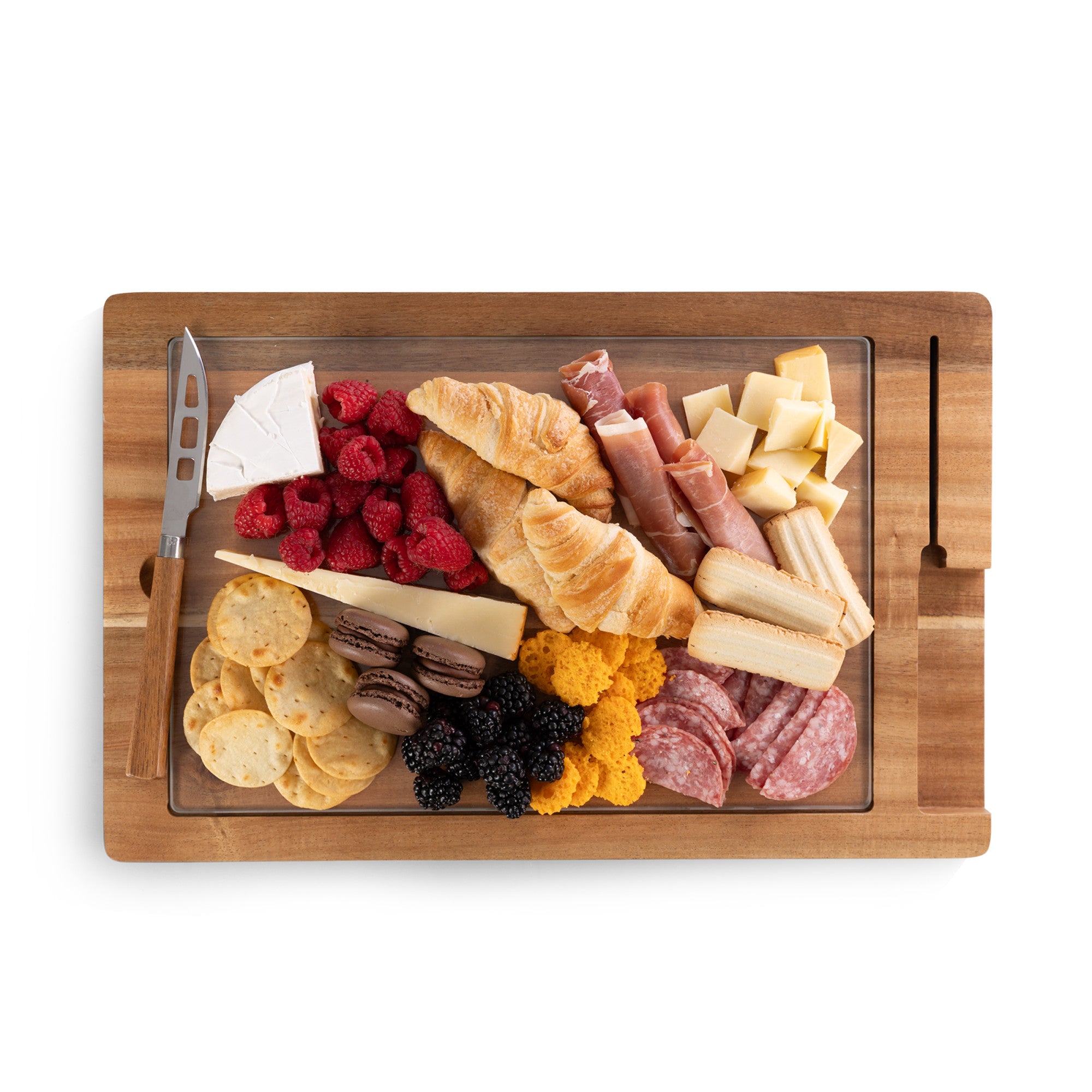 Ventana - Tempered Glass and Acacia Cheese Board and Knife Set