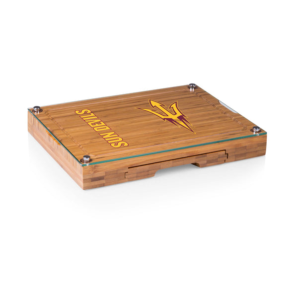 Arizona State Sun Devils - Concerto Glass Top Cheese Cutting Board & Tools Set