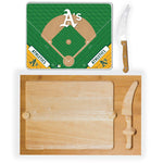 Oakland Athletics Baseball Diamond - Icon Glass Top Cutting Board & Knife Set