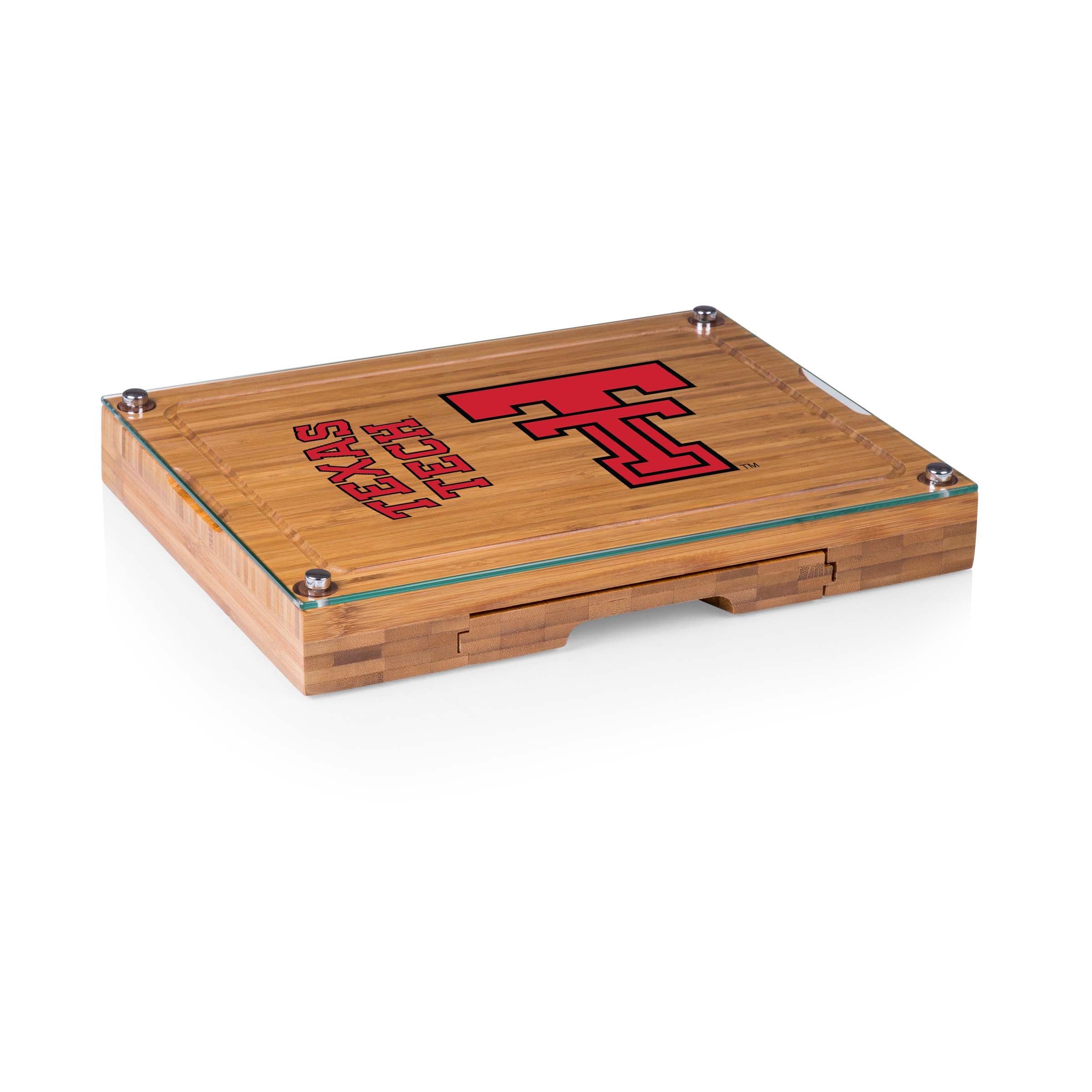 Texas Tech Red Raiders - Concerto Glass Top Cheese Cutting Board & Tools Set