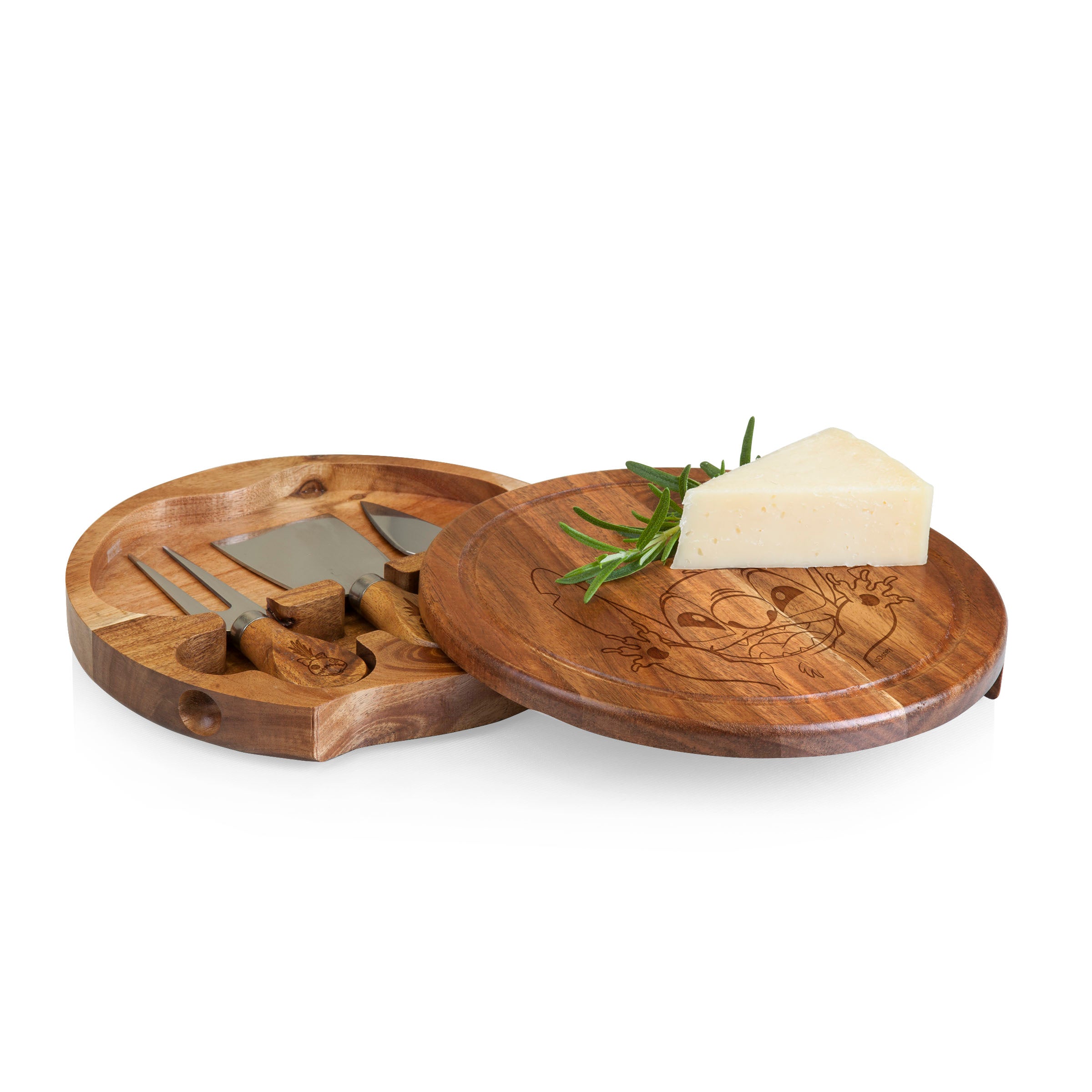 Lilo & Stitch Hands Raised - Acacia Brie Cheese Cutting Board & Tools Set