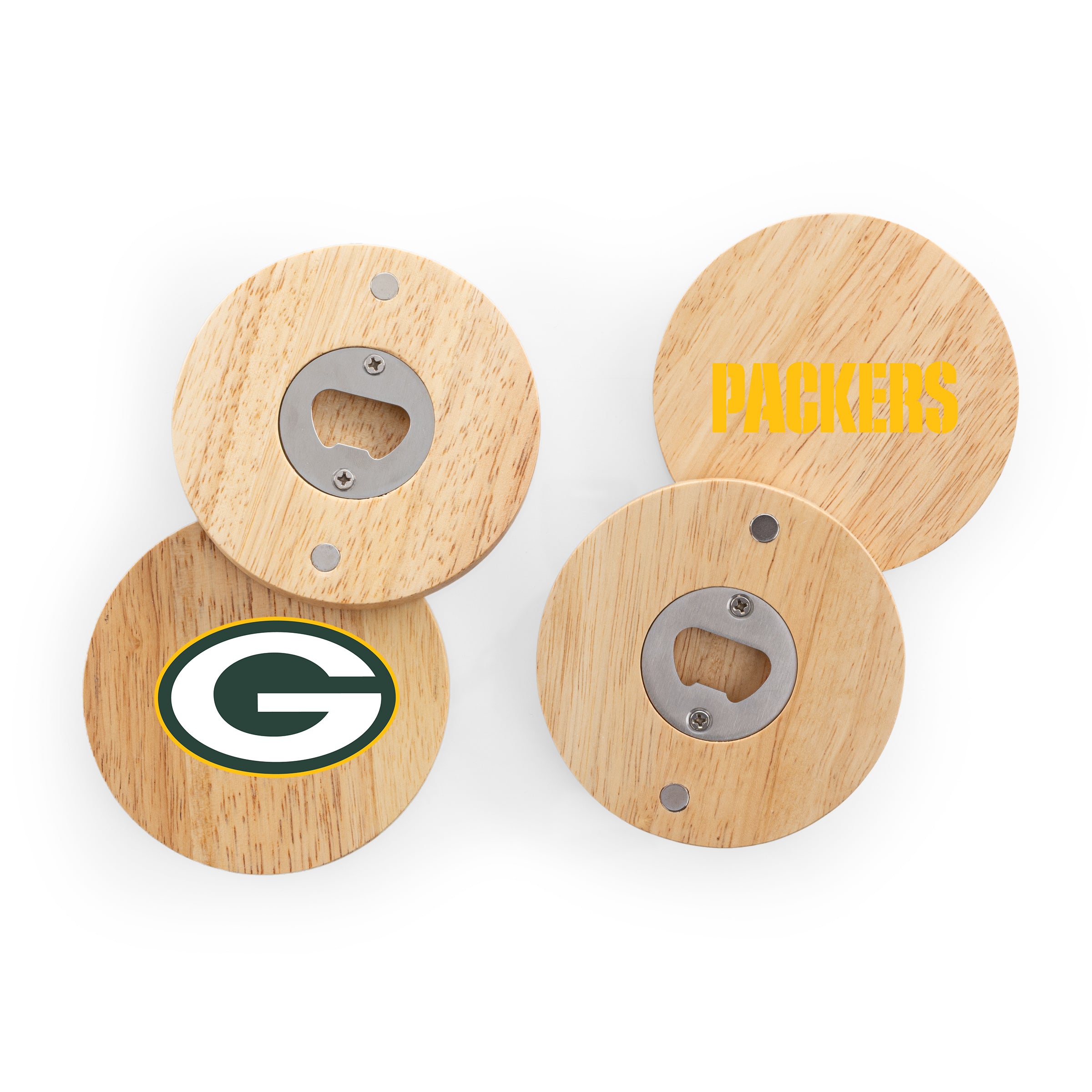 Green Bay Packers - Coasters with Bottle Openers Set of 4