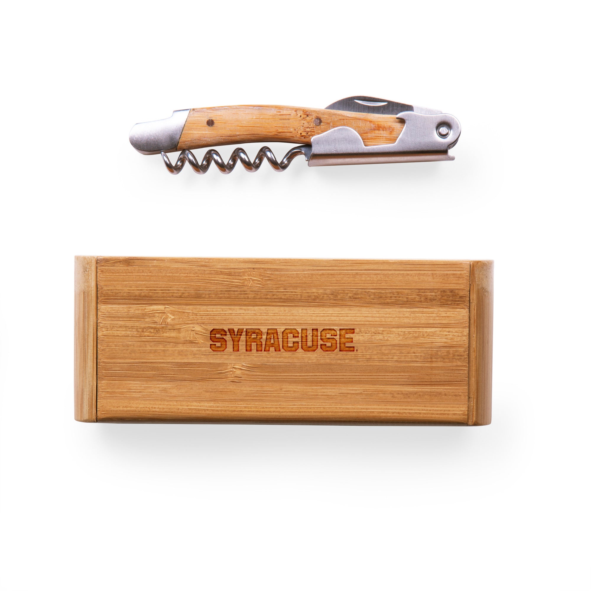 Syracuse Orange - Elan Deluxe Corkscrew In Bamboo Box