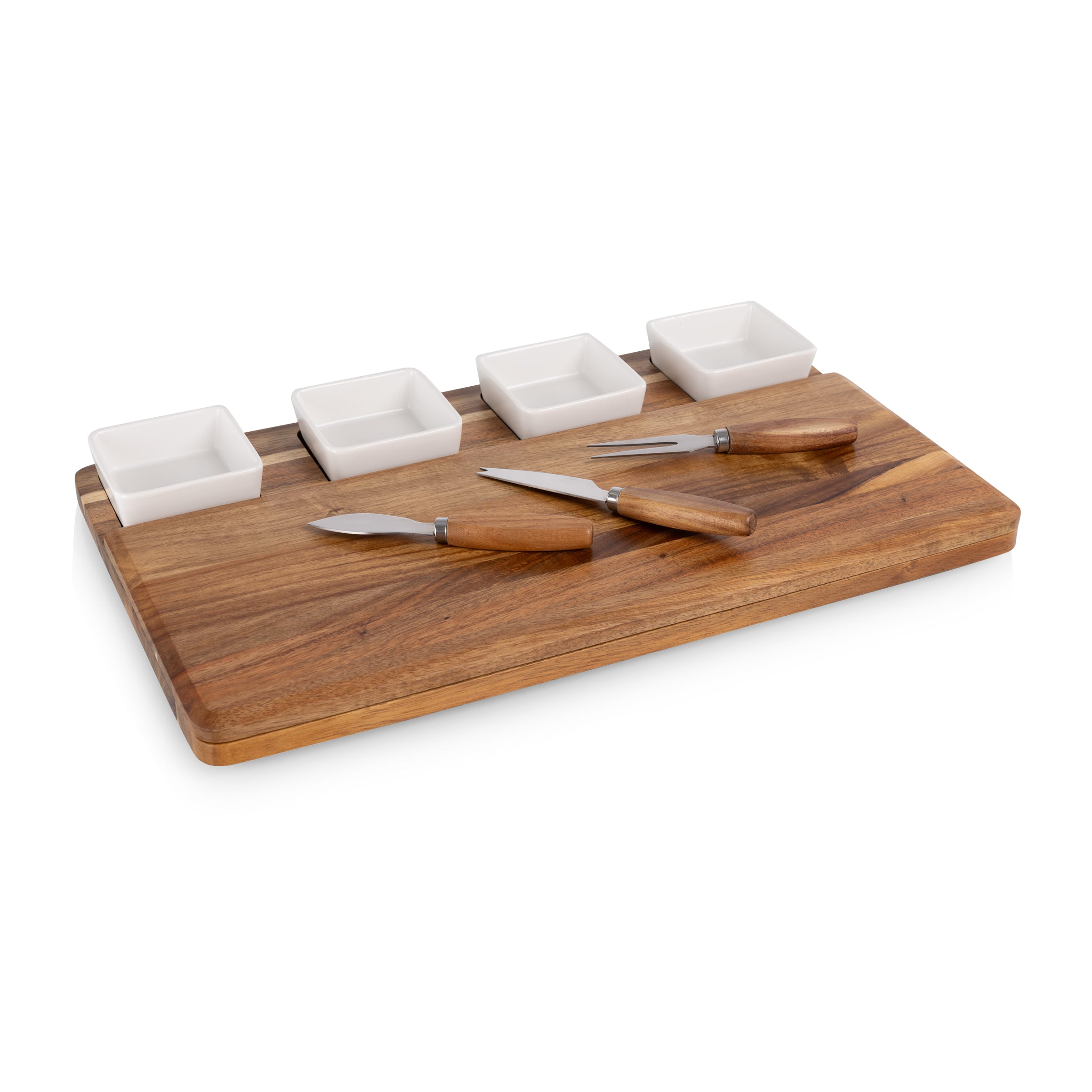 Picada - Acacia Tapas Board with Ceramic Bowls