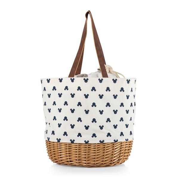 Mickey Mouse Silhouette - Coronado Canvas and Willow Basket Tote