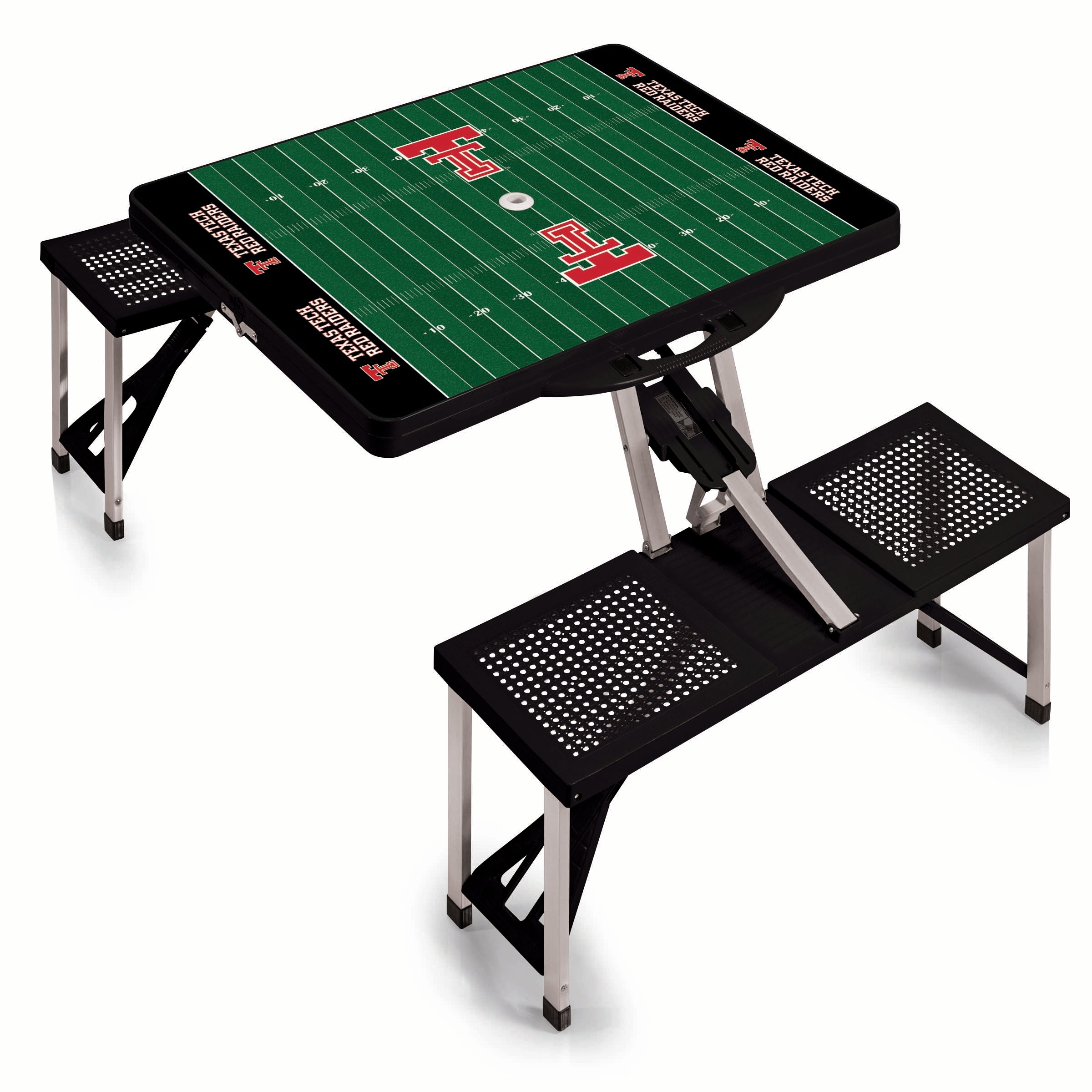Texas Tech Red Raiders Football Field - Picnic Table Portable Folding Table with Seats