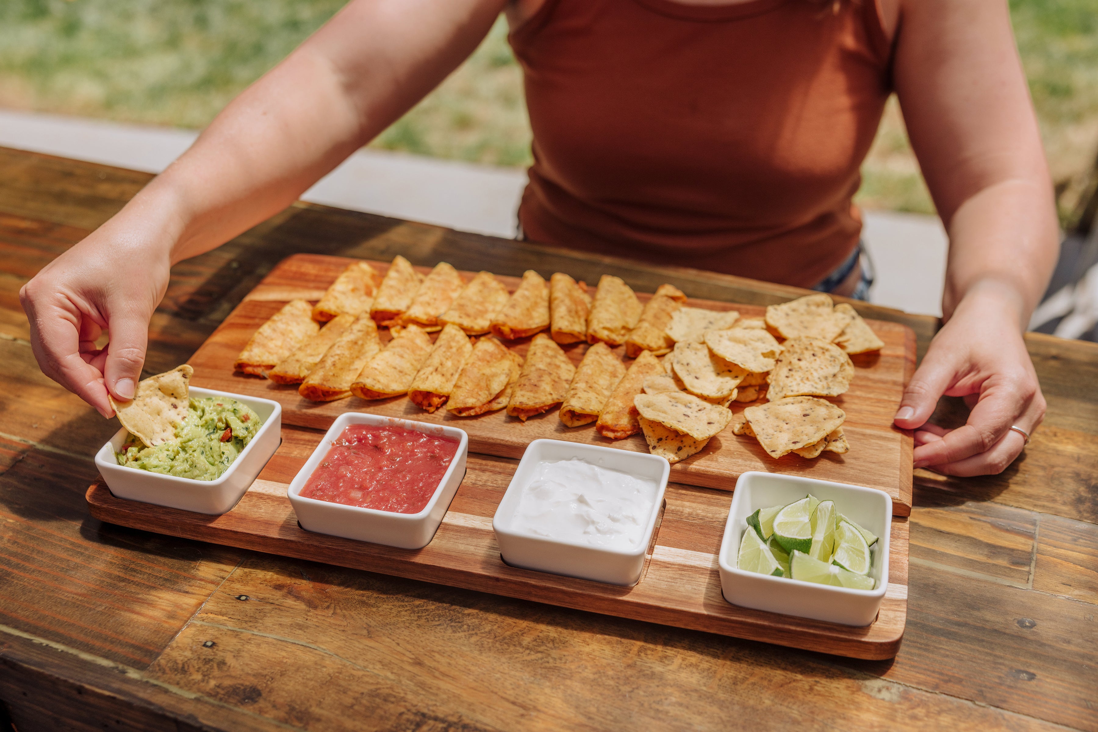 Picada - Acacia Tapas Board with Ceramic Bowls