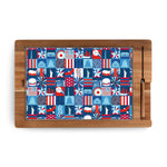 America250 Multiple Red, White, Blue - Ventana Tempered Glass and Acacia Cheese Board and Knife Set
