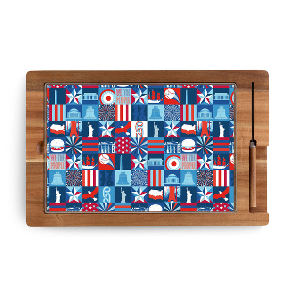 America250 - Ventana - Tempered Glass and Acacia Cheese Board and Knife Set